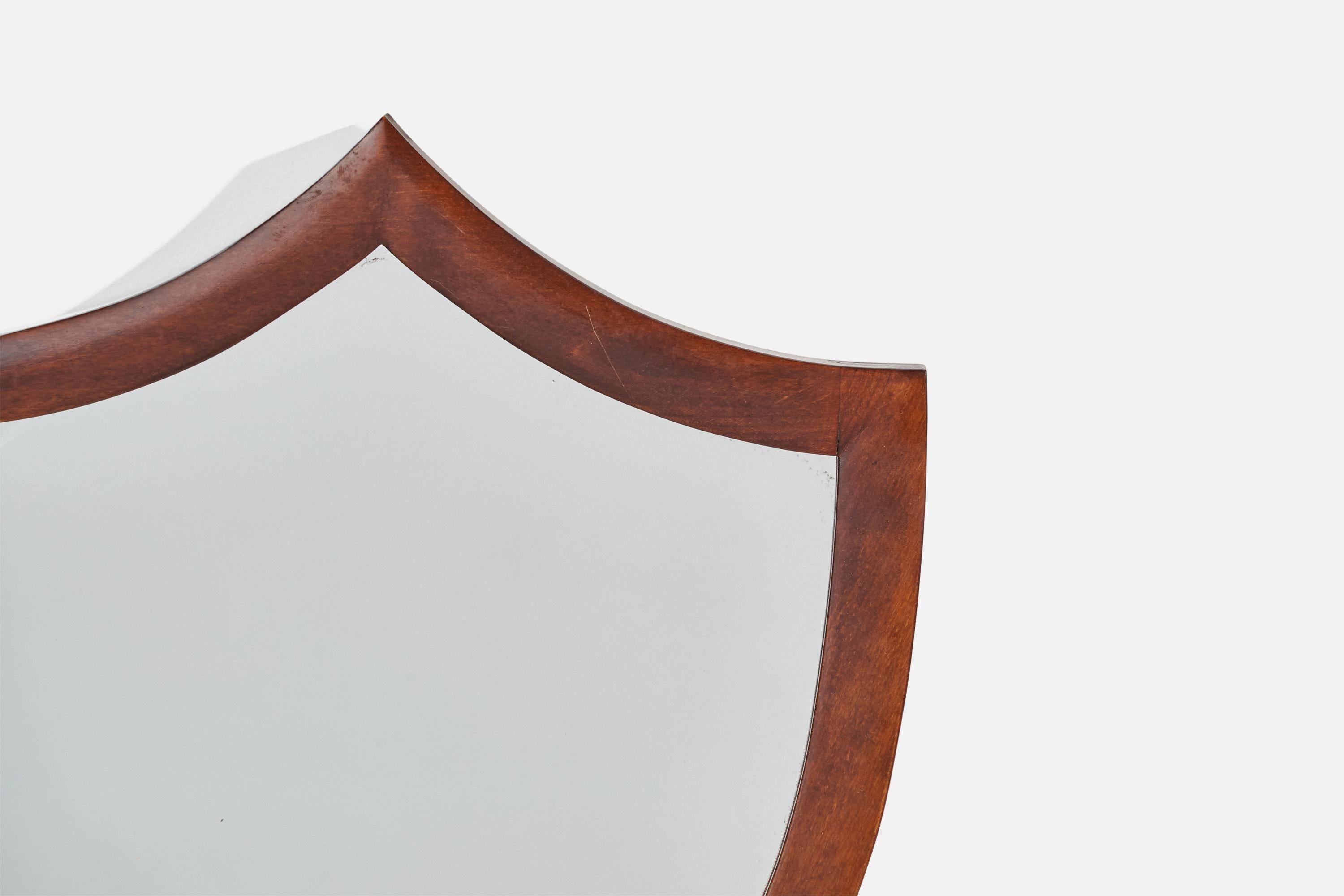 Mid-20th Century Swedish Designer, Wall Mirror, Wood, Mirror Glass, Sweden, 1940s For Sale