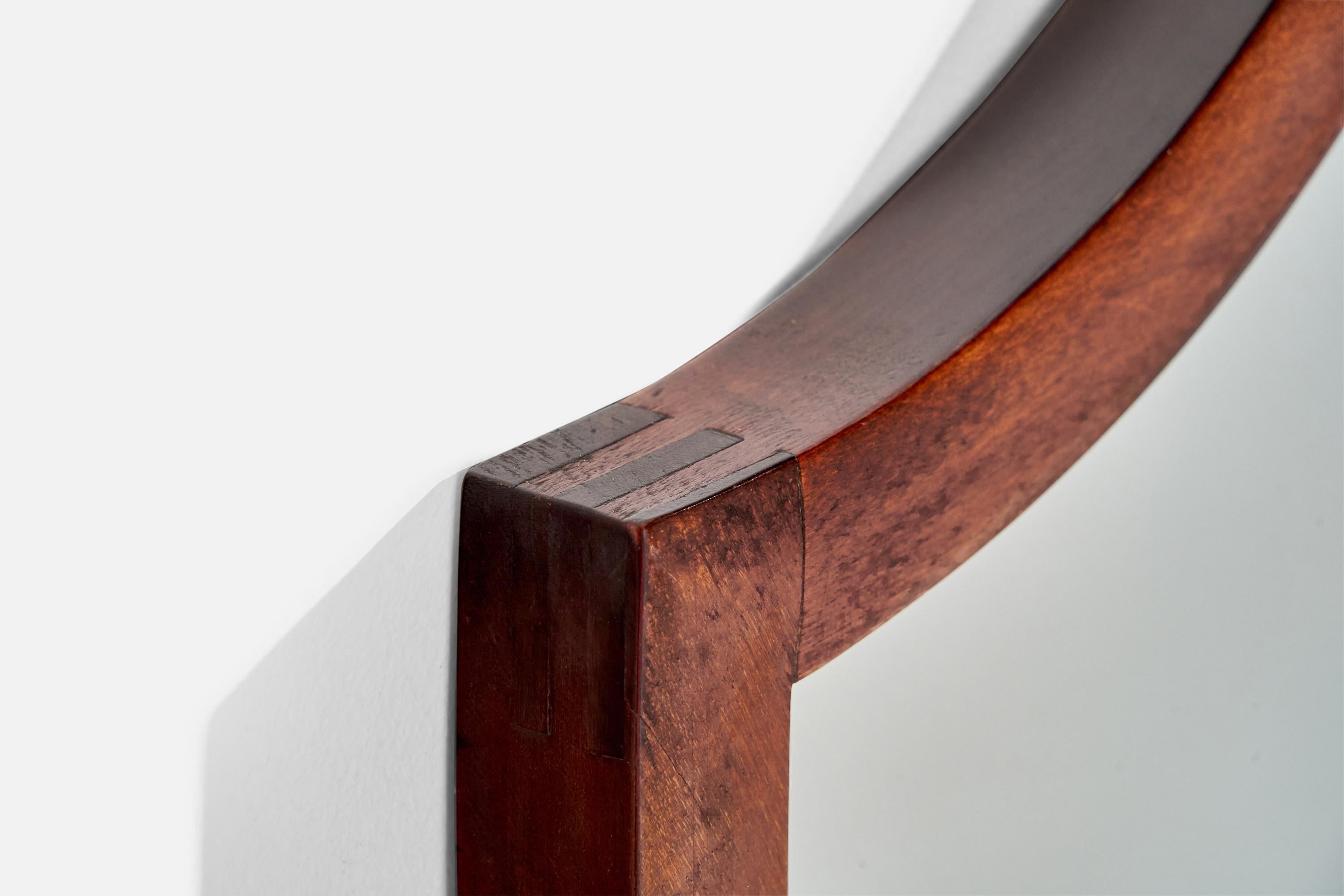 Designer svedese, specchio da parete, Wood, vetro a specchio, Svezia, anni '1940 in vendita 1
