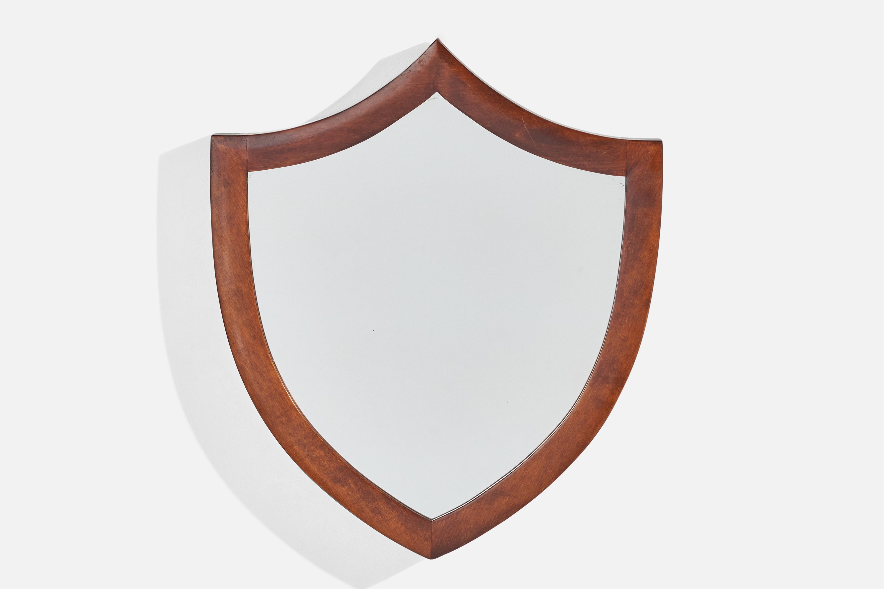 Diseñador sueco, Espejo de pared, Madera, Espejo de cristal, Suecia, años 1940