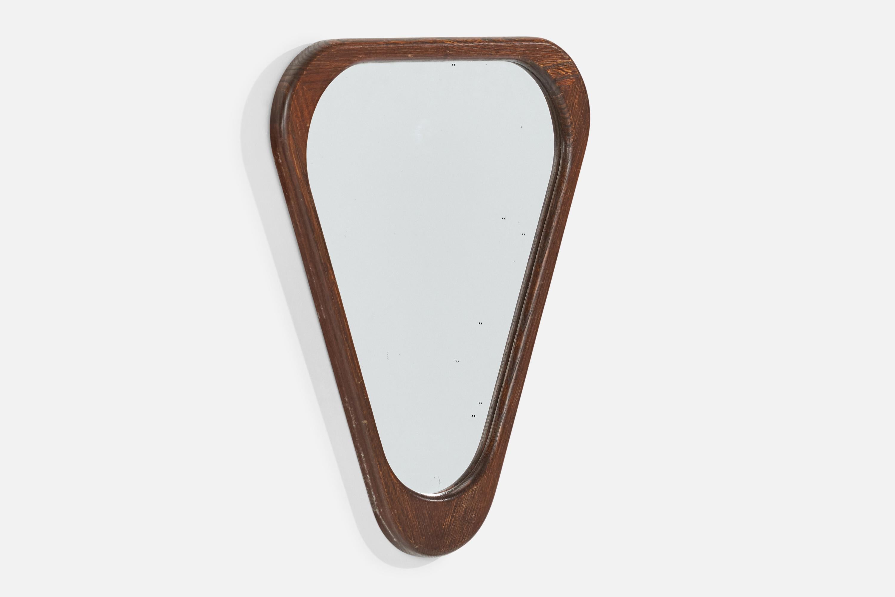 Mid-Century Modern Designer suédois, miroir mural, Wood, miroir en verre, Suède, années 1950 en vente
