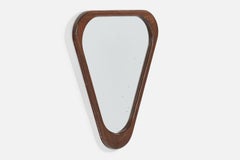 Schwedischer Designer, Wandspiegel, Holz, Spiegelglas, Schweden, 1950er Jahre
