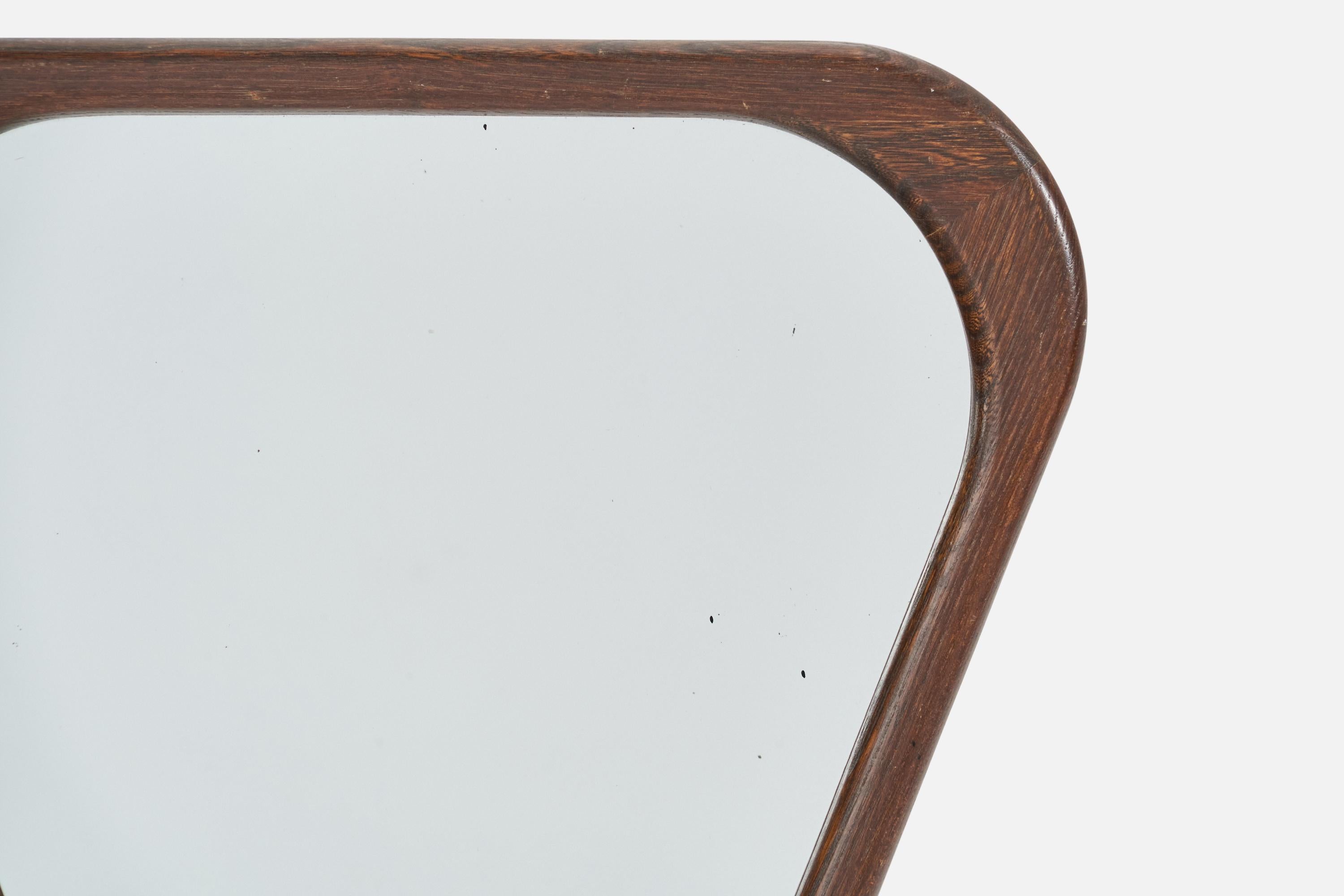 Designer suédois, miroir mural, Wood, miroir en verre, Suède, années 1950 Bon état - En vente à High Point, NC