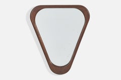Schwedischer Designer, Wandspiegel, Holz, Spiegelglas, Schweden, 1950er Jahre