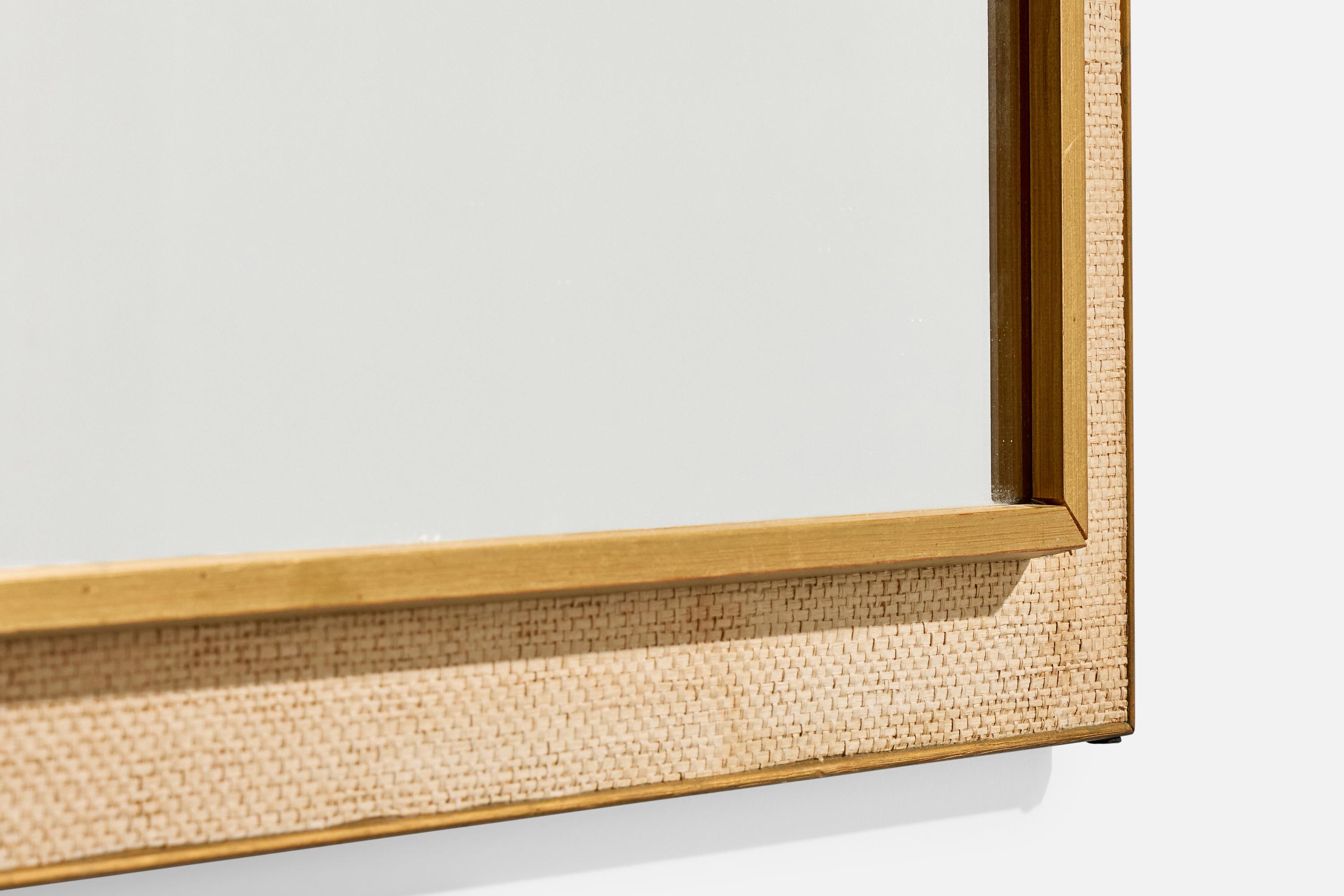 Swedish Designer, Wall Mirror, Wood, Raffia, Sweden, 1950s For Sale 2