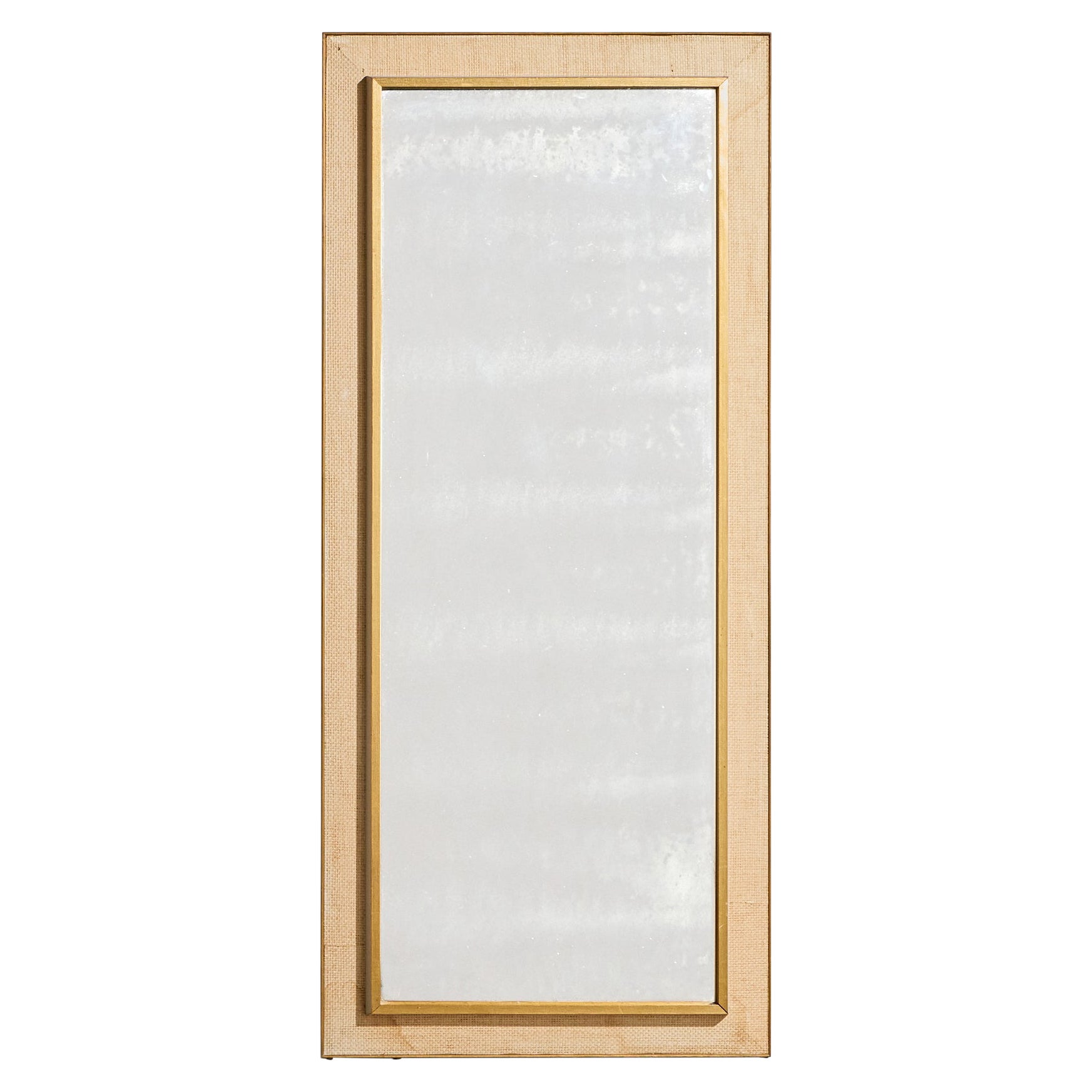 Swedish Designer, Wall Mirror, Wood, Raffia, Sweden, 1950s For Sale