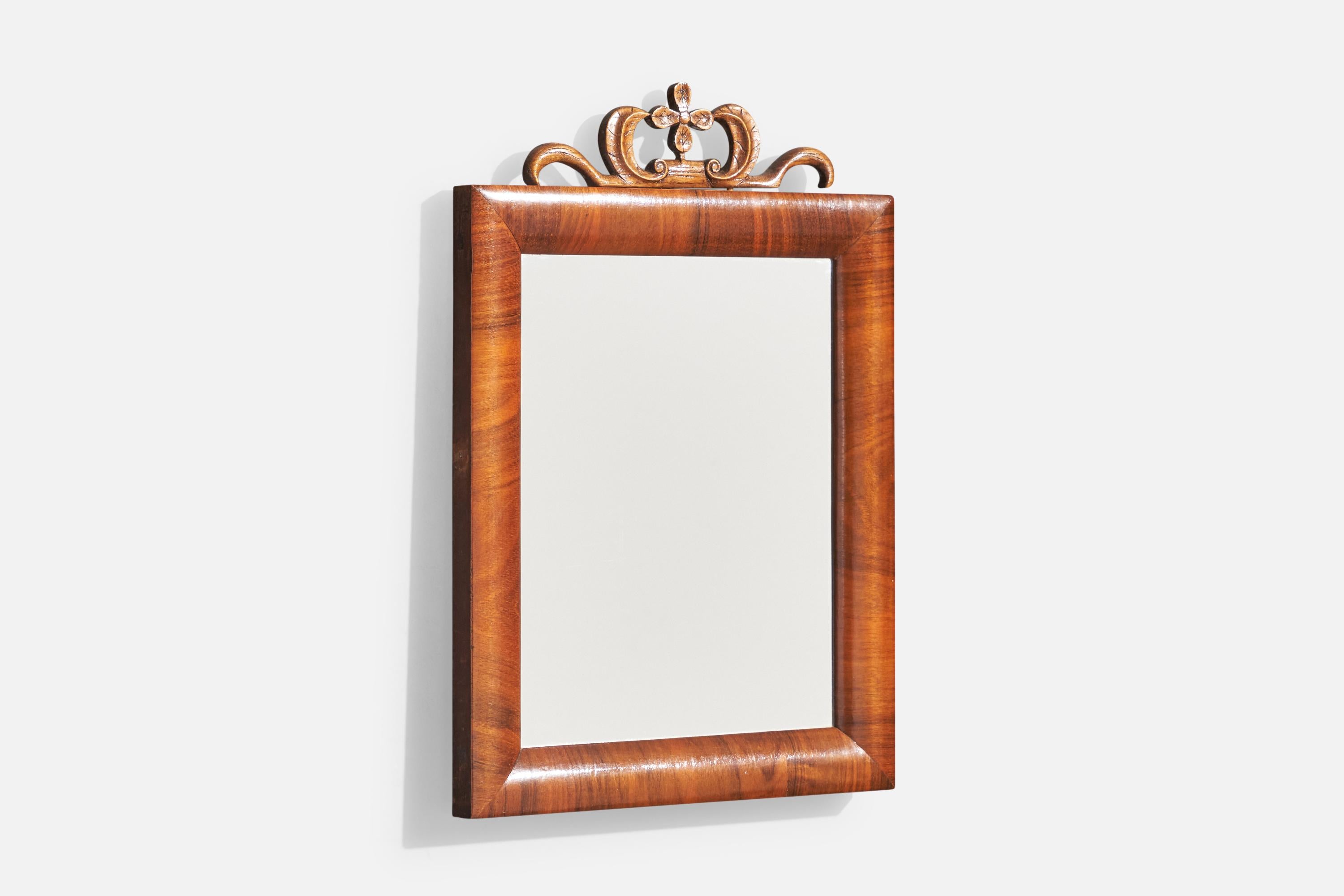 Suédois Designer suédois, miroir mural, bois, Suède, années 1930 en vente