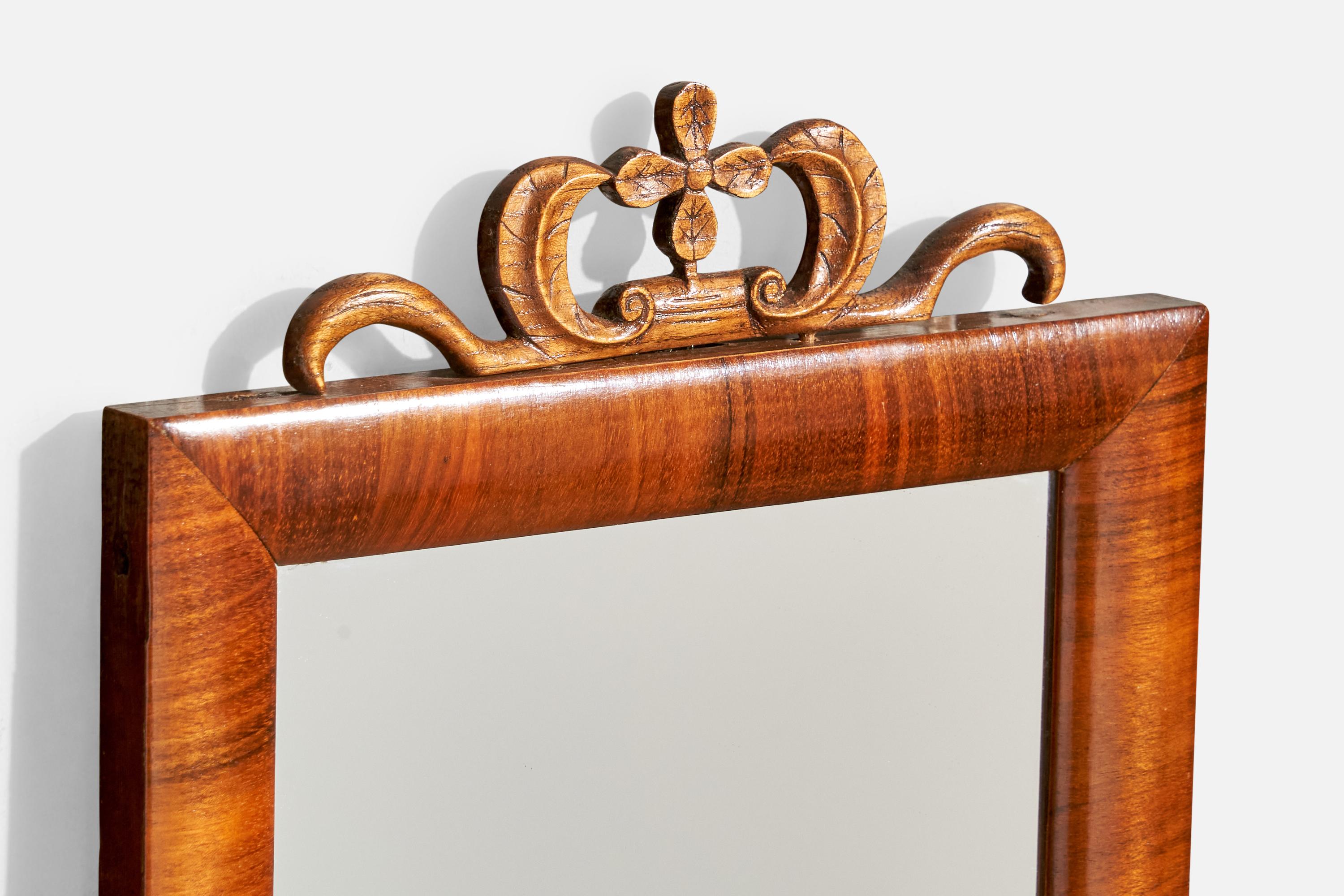 Designer suédois, miroir mural, bois, Suède, années 1930 Bon état - En vente à High Point, NC
