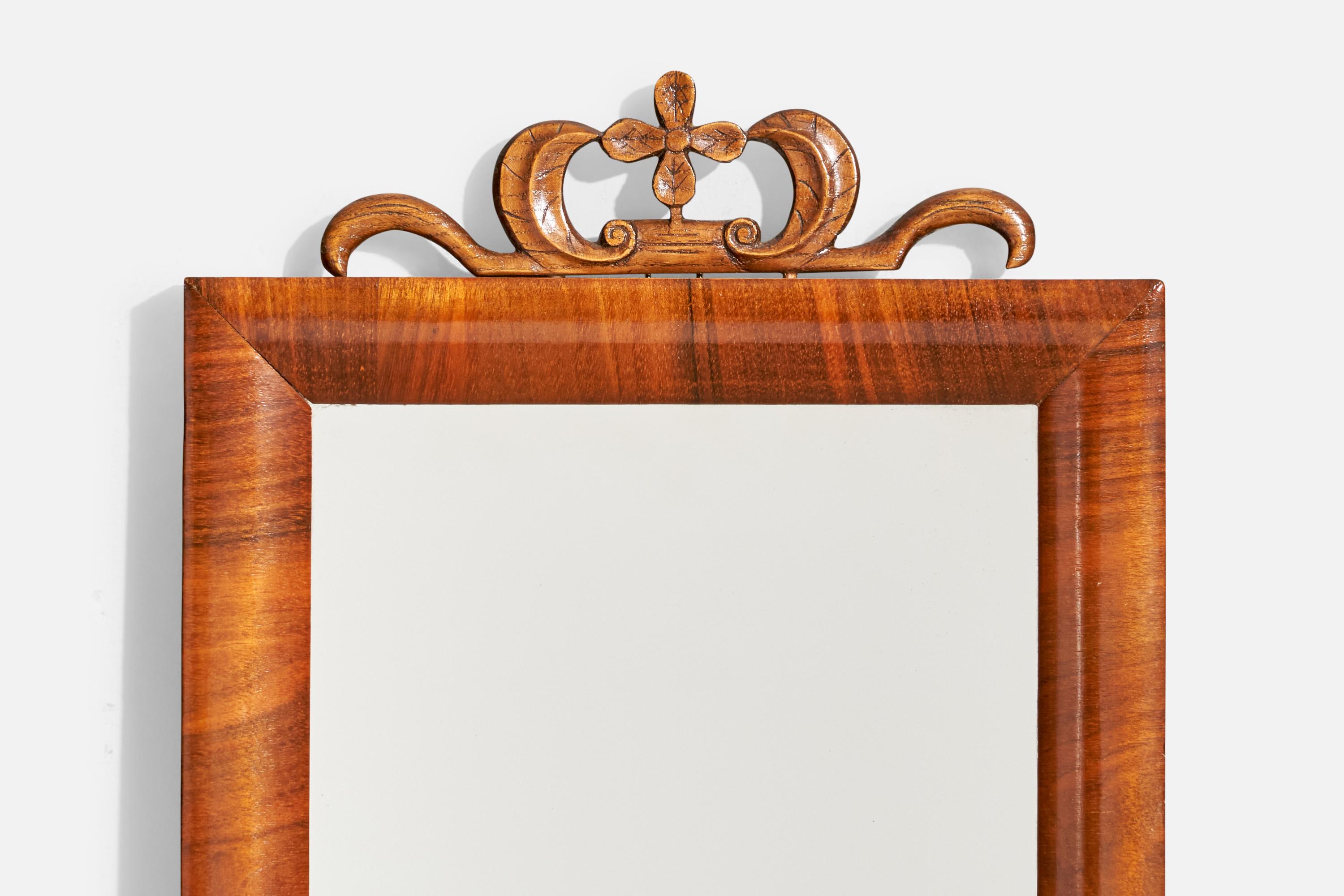 Milieu du XXe siècle Designer suédois, miroir mural, bois, Suède, années 1930 en vente