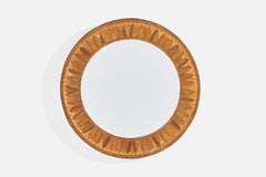 Schwedischer Designer, Wandspiegel, Holz, Schweden, 1940er Jahre