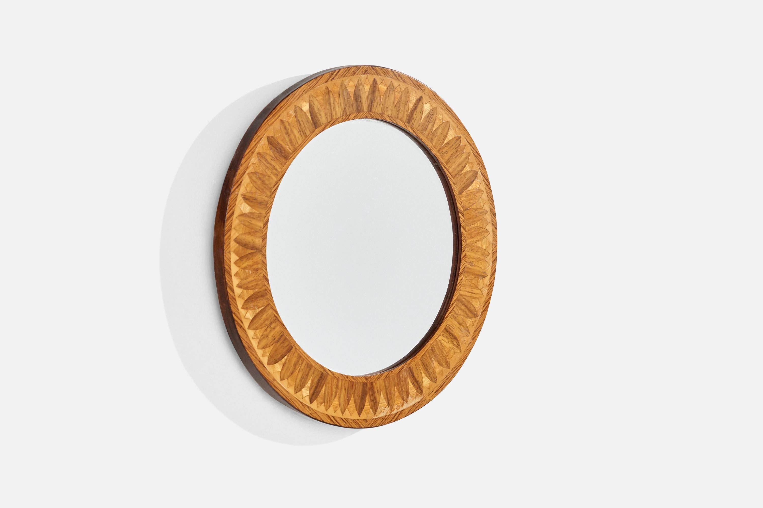 Scandinavian Modern Swedish Designer, Wall Mirror, Wood, Sweden, 1940s For Sale