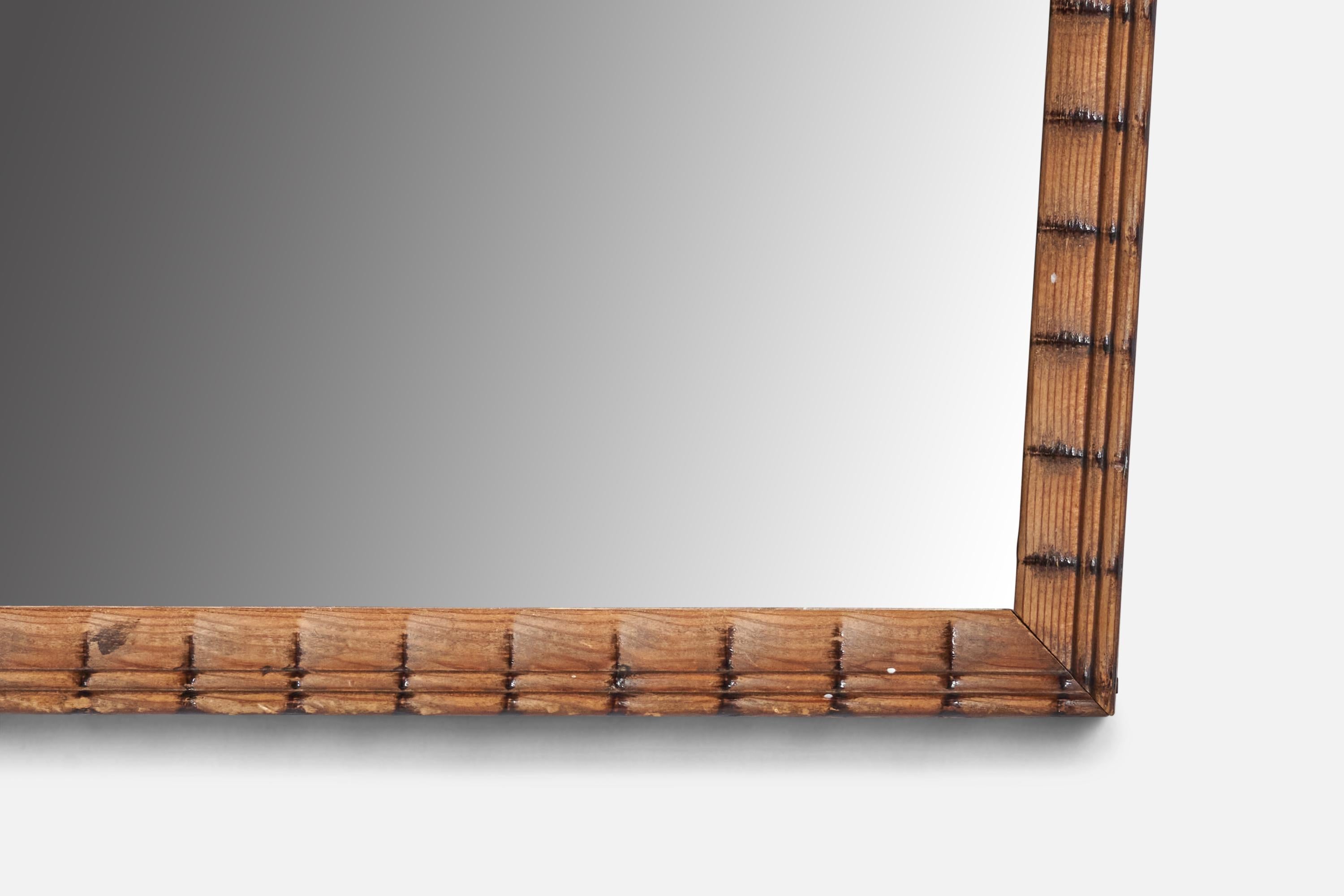 Swedish Designer, Wall Mirror, Wood, Sweden, 1940s In Good Condition For Sale In High Point, NC