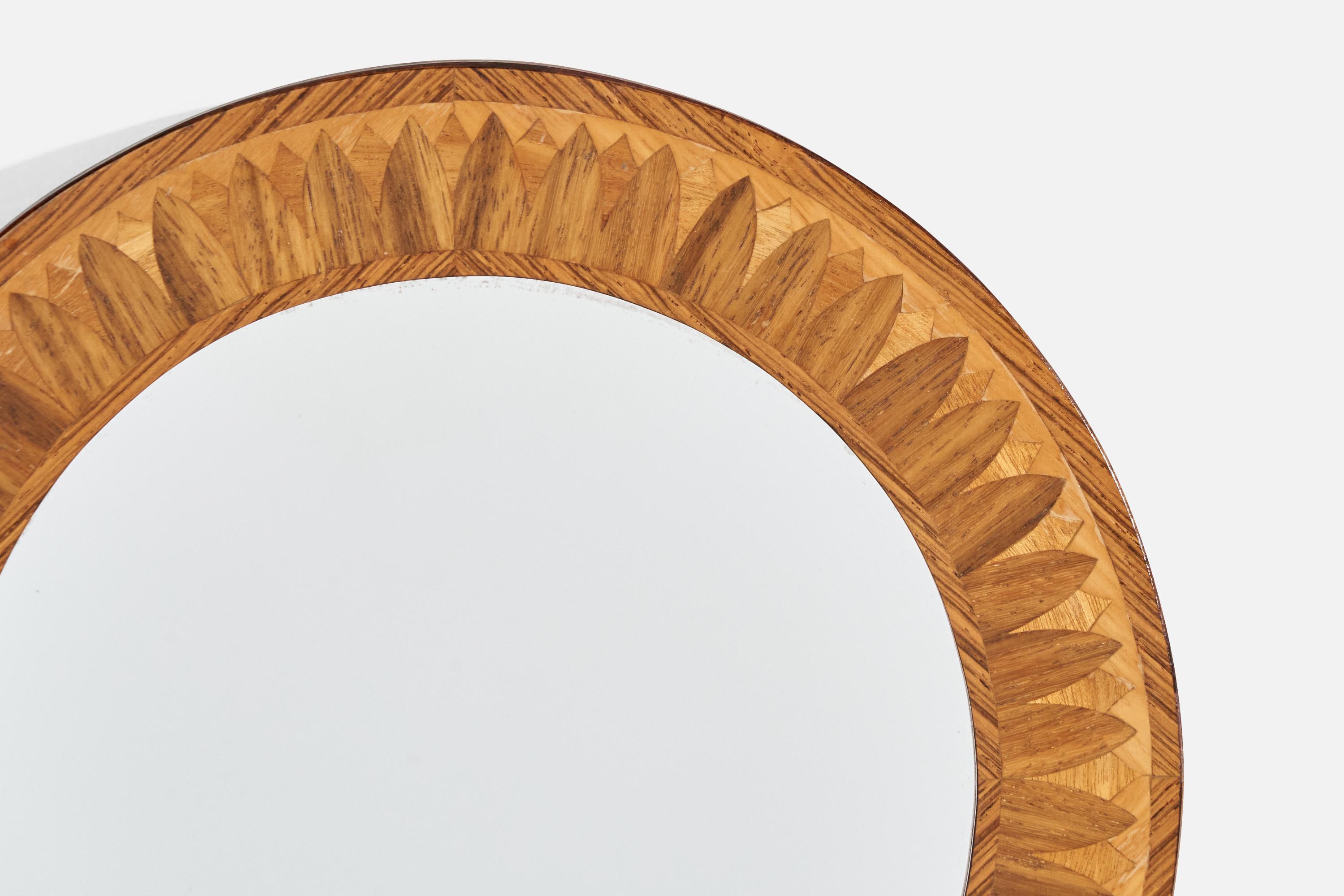 Mid-20th Century Swedish Designer, Wall Mirror, Wood, Sweden, 1940s For Sale