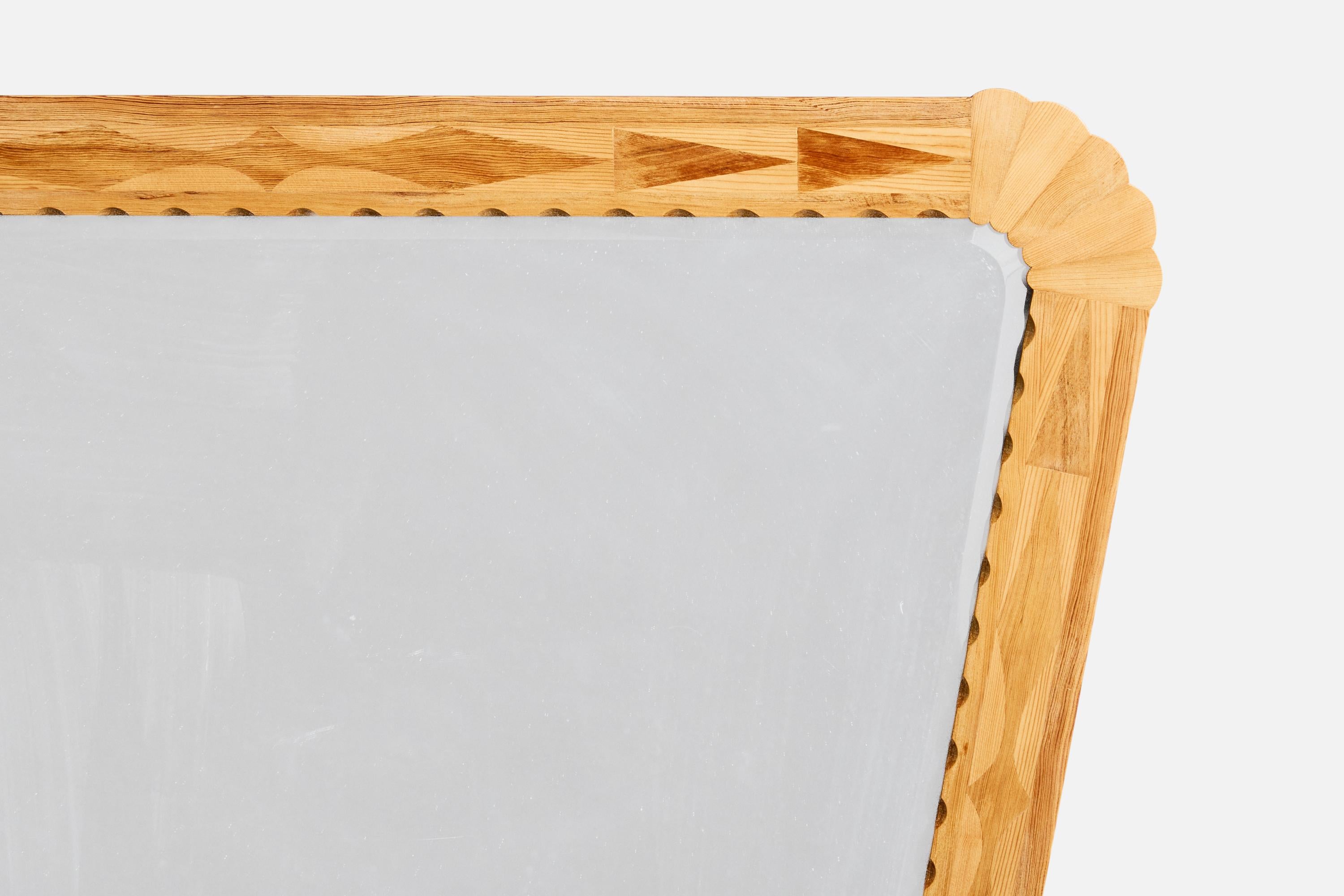 Milieu du XXe siècle Designer suédois, miroir mural, bois, Suède, années 1940 en vente