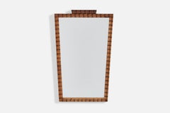 Vintage Swedish Designer, Wall Mirror, Wood, Sweden, 1940s