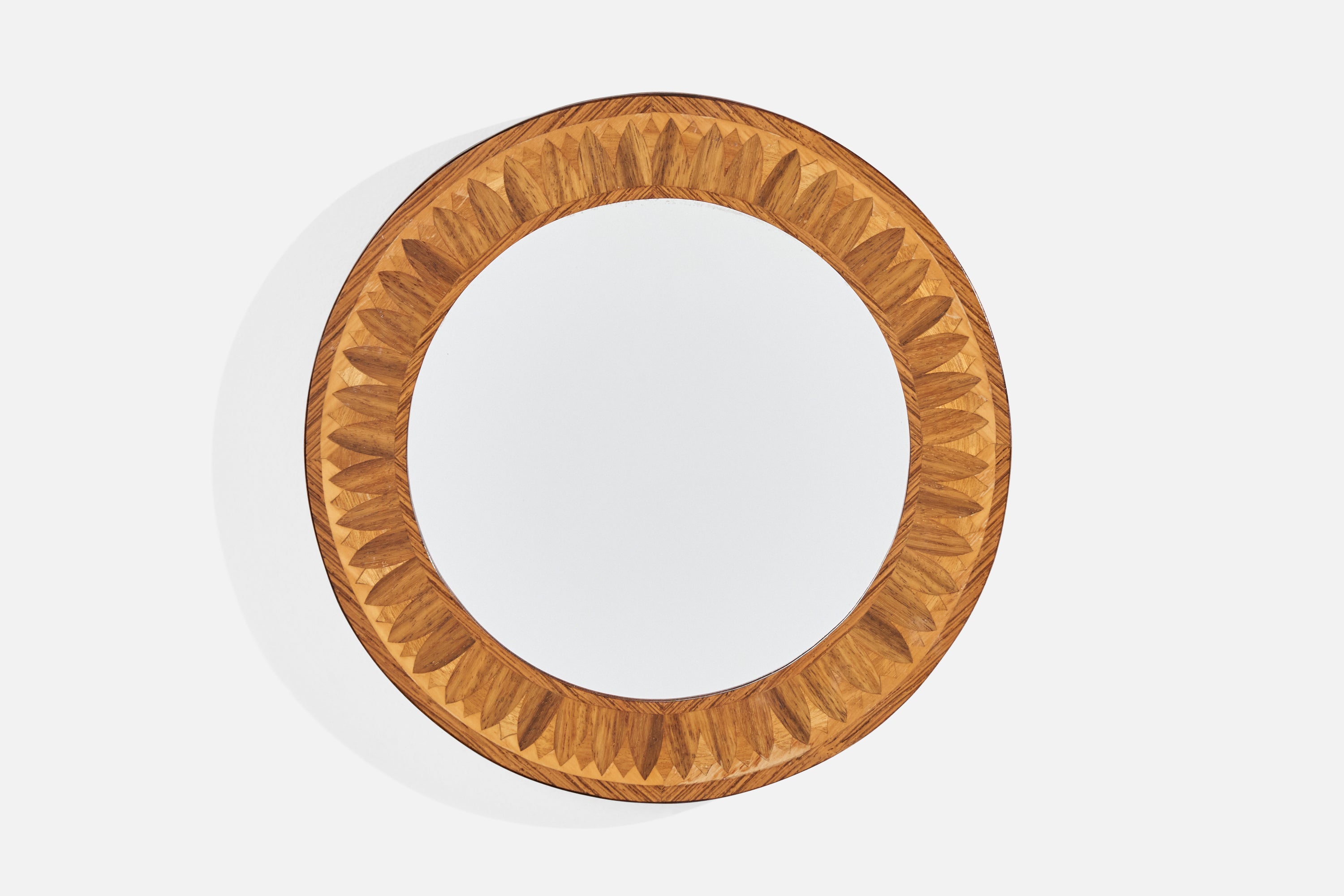 Swedish Designer, Wall Mirror, Wood, Sweden, 1940s For Sale