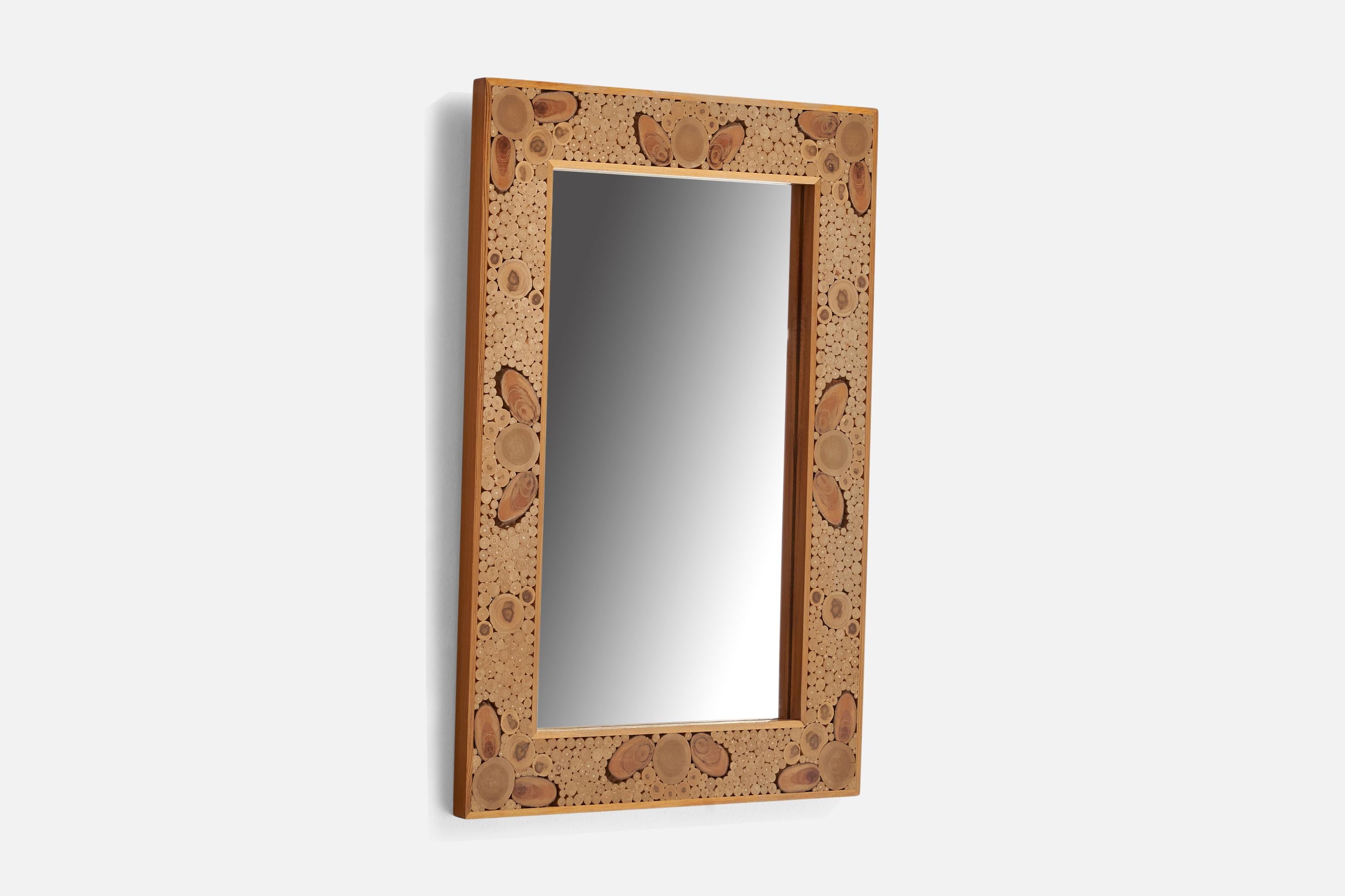 Swedish Designer, Wall Mirror, Wood, Sweden, 1975 In Good Condition For Sale In High Point, NC