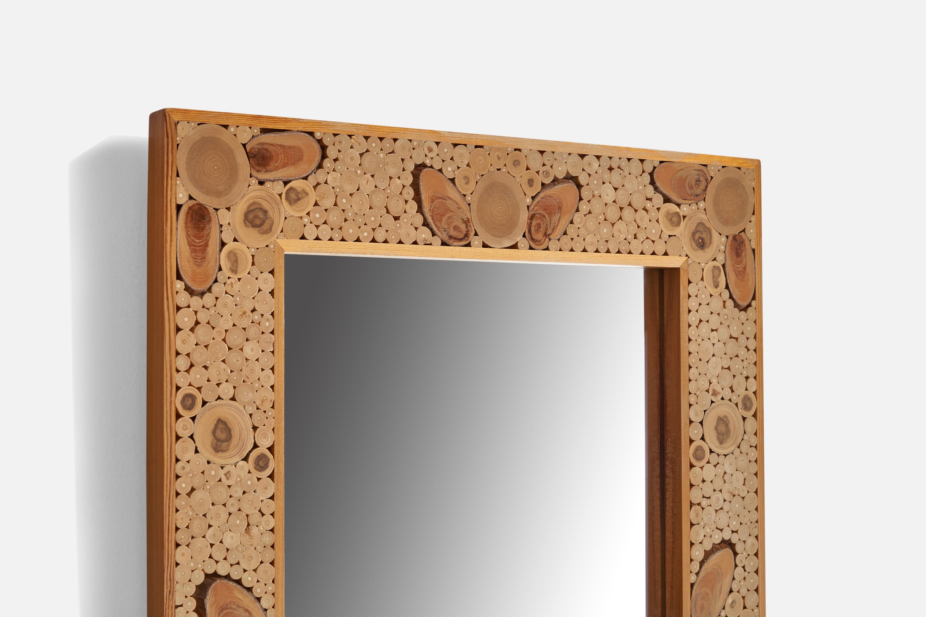 Late 20th Century Swedish Designer, Wall Mirror, Wood, Sweden, 1975 For Sale