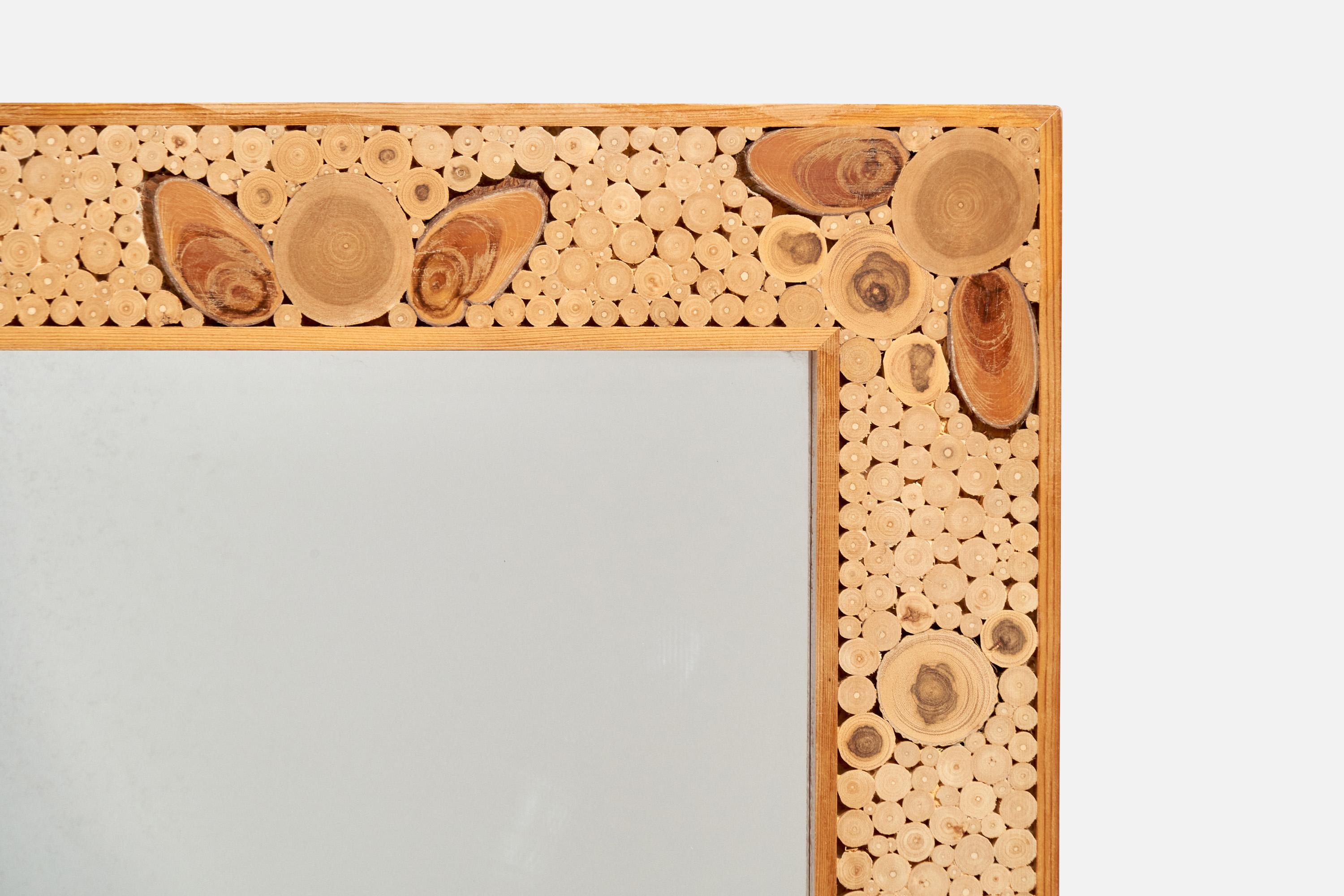 Fin du 20e siècle Designer suédois, miroir mural, bois, Suède, 1975 en vente