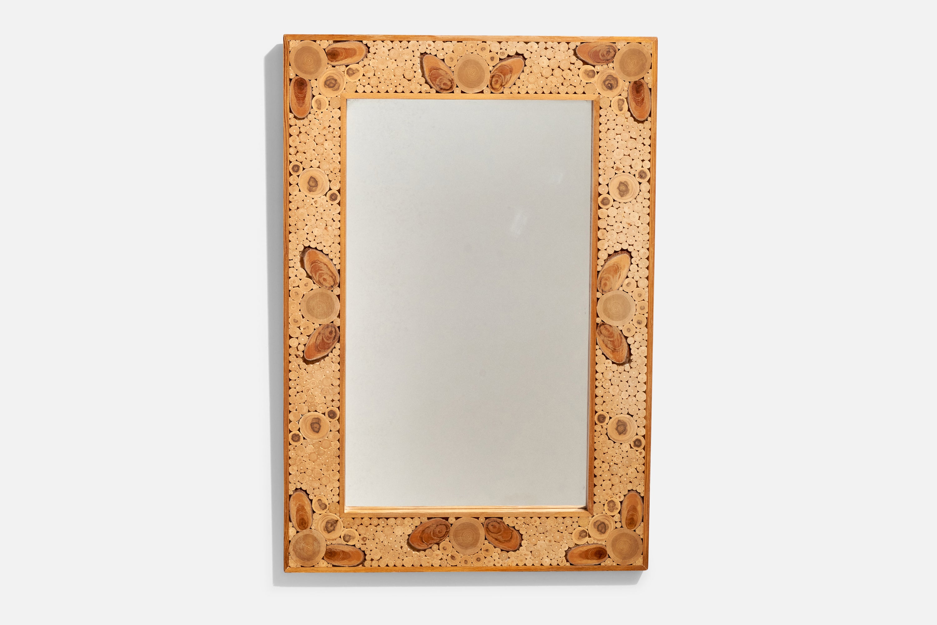 Designer suédois, miroir mural, bois, Suède, 1975
