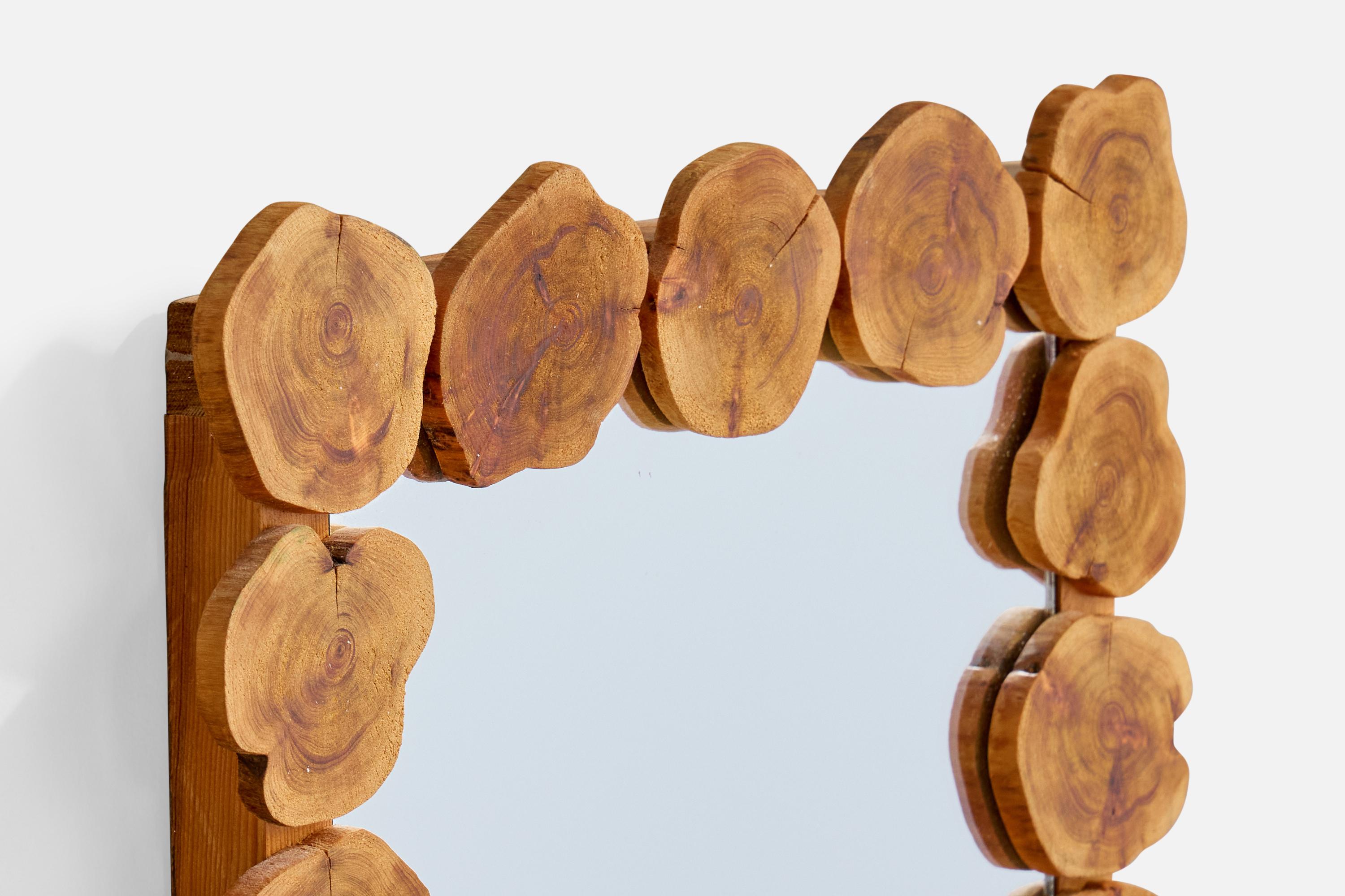 Swedish Designer, Wall Mirror, Wood, Sweden, 1977 In Good Condition For Sale In High Point, NC