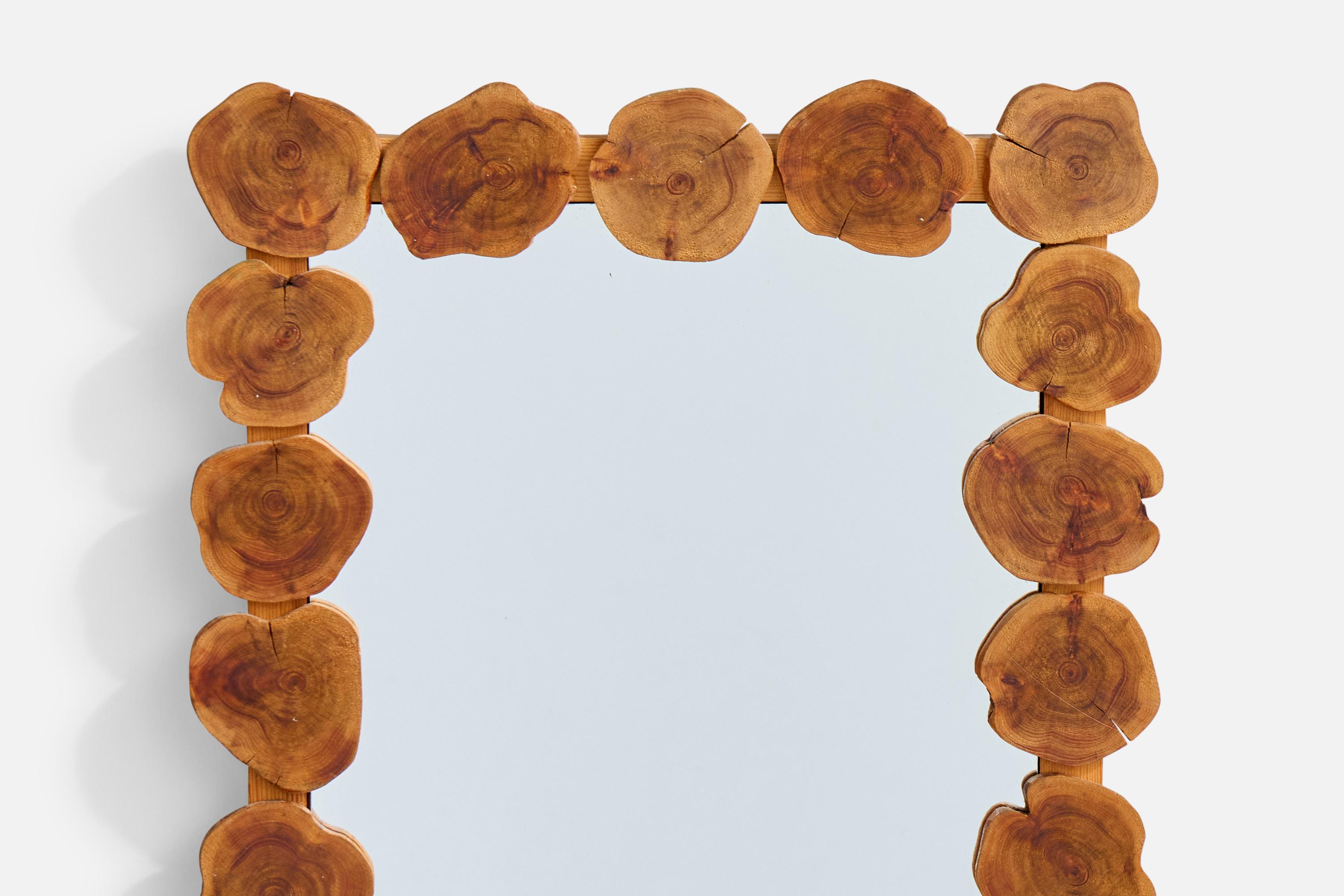 Late 20th Century Swedish Designer, Wall Mirror, Wood, Sweden, 1977 For Sale
