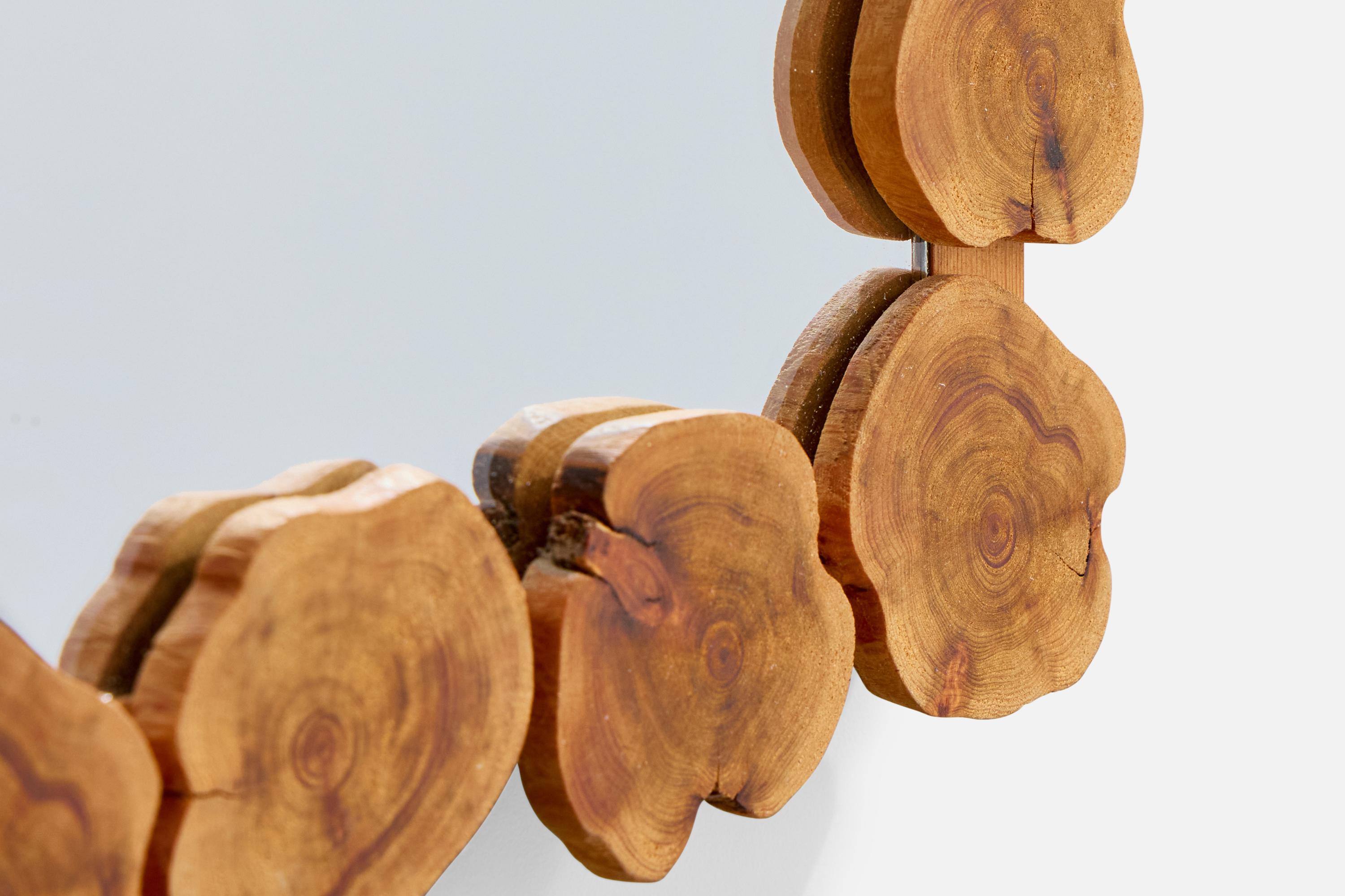 Swedish Designer, Wall Mirror, Wood, Sweden, 1977 For Sale 1