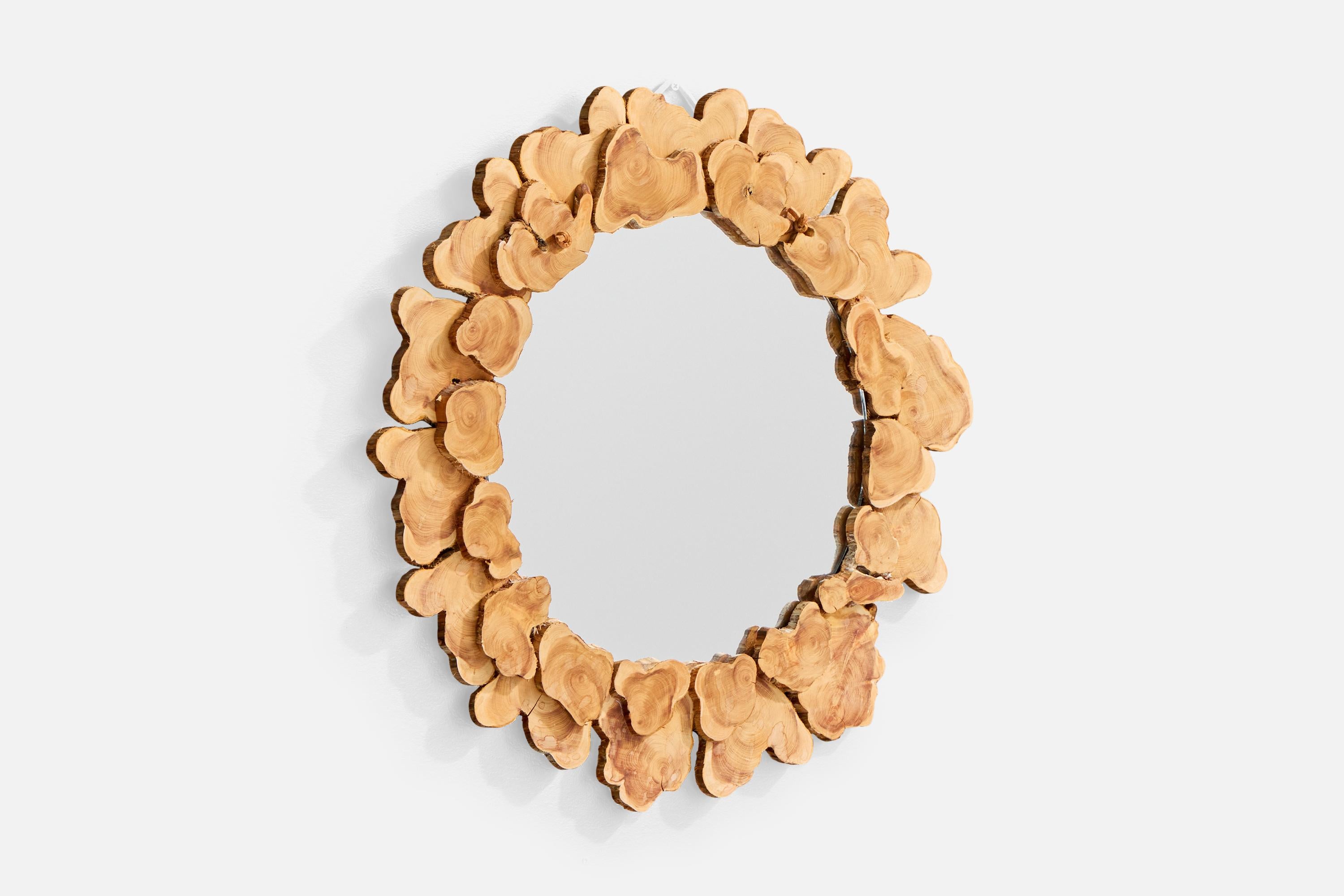 Mid-Century Modern Swedish Designer, Wall Mirror, Wood, Sweden, 1985 For Sale