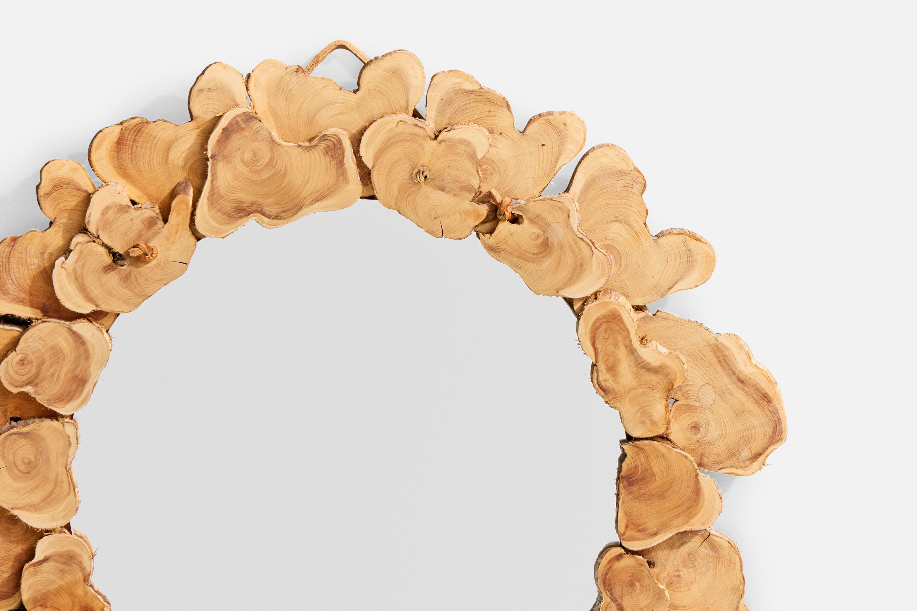 Late 20th Century Swedish Designer, Wall Mirror, Wood, Sweden, 1985 For Sale