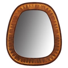 Swedish Designer, Wall Mirror, Wooden Inlays, Sweden, 1930s