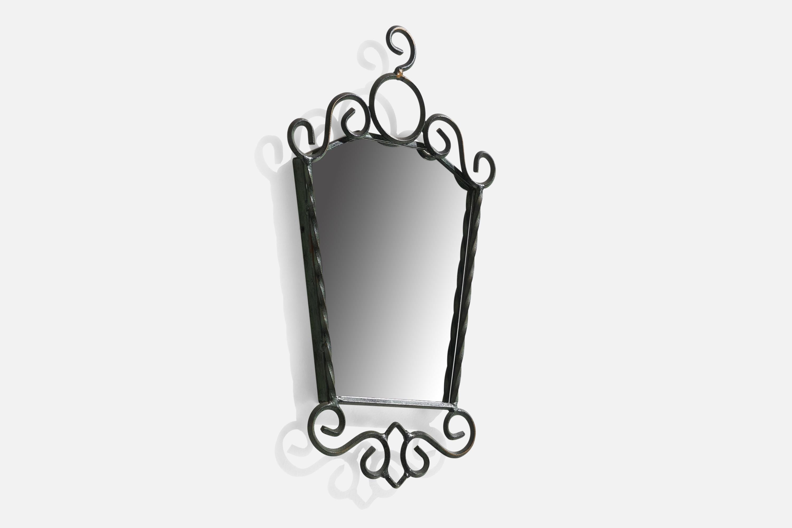 Swedish Designer, Wall Mirror, Wrought Iron, Sweden, 1970s In Good Condition In High Point, NC