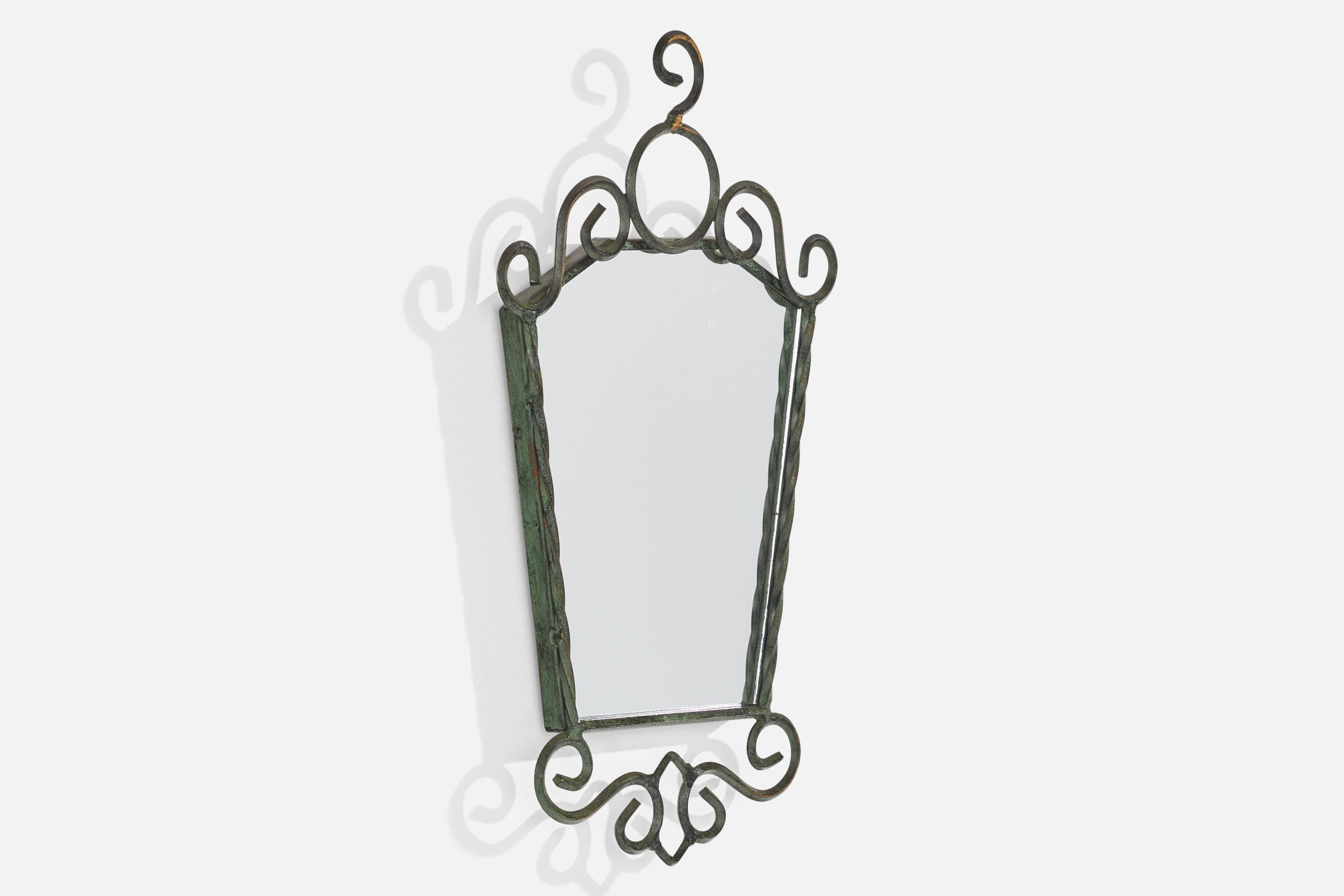 Swedish Designer, Wall Mirror, Wrought Iron, Sweden, 1970s In Good Condition For Sale In High Point, NC