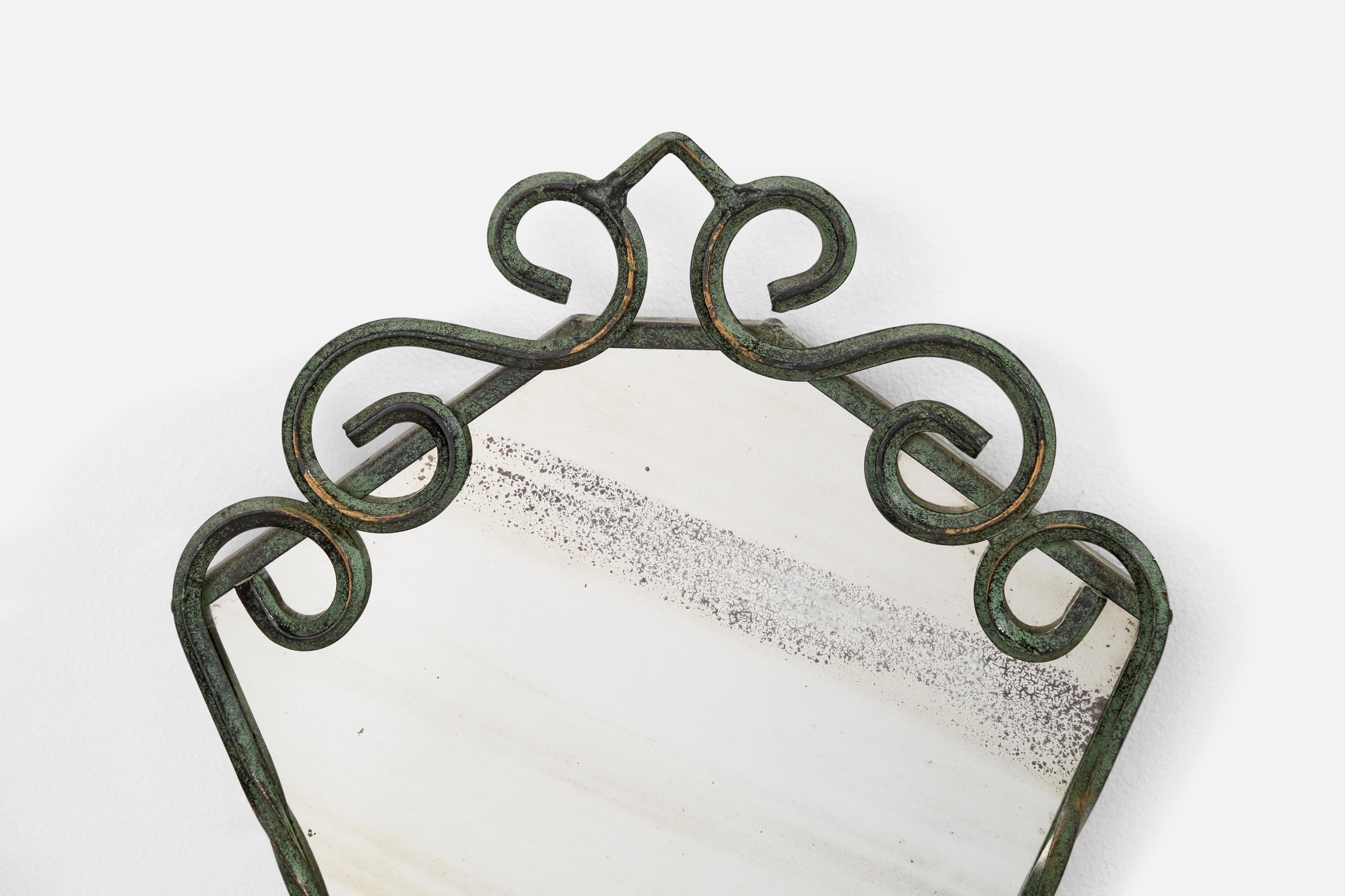 Swedish Designer, Wall Mirror, Wrought Iron, Sweden, 1970s In Good Condition For Sale In High Point, NC