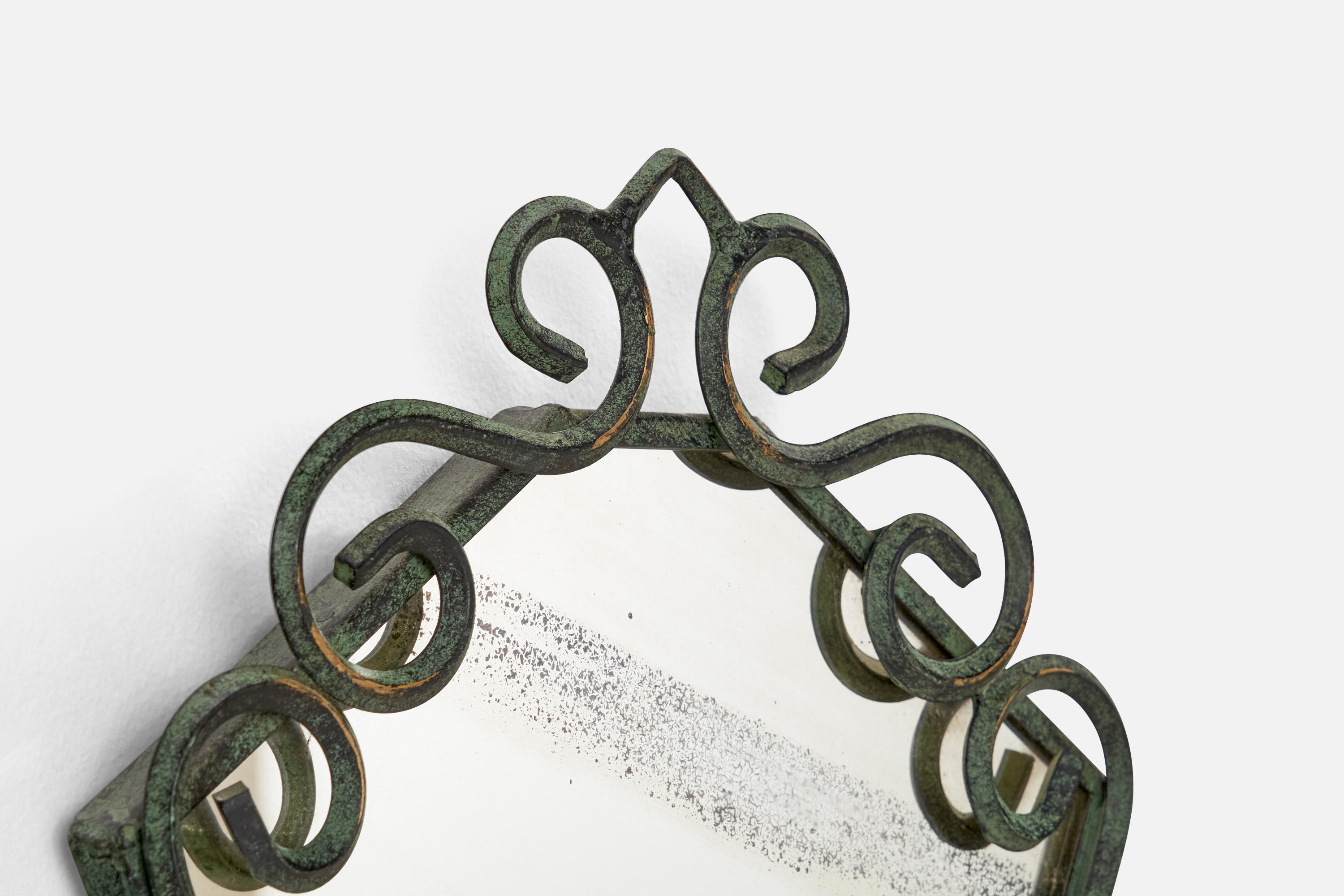 Late 20th Century Swedish Designer, Wall Mirror, Wrought Iron, Sweden, 1970s For Sale