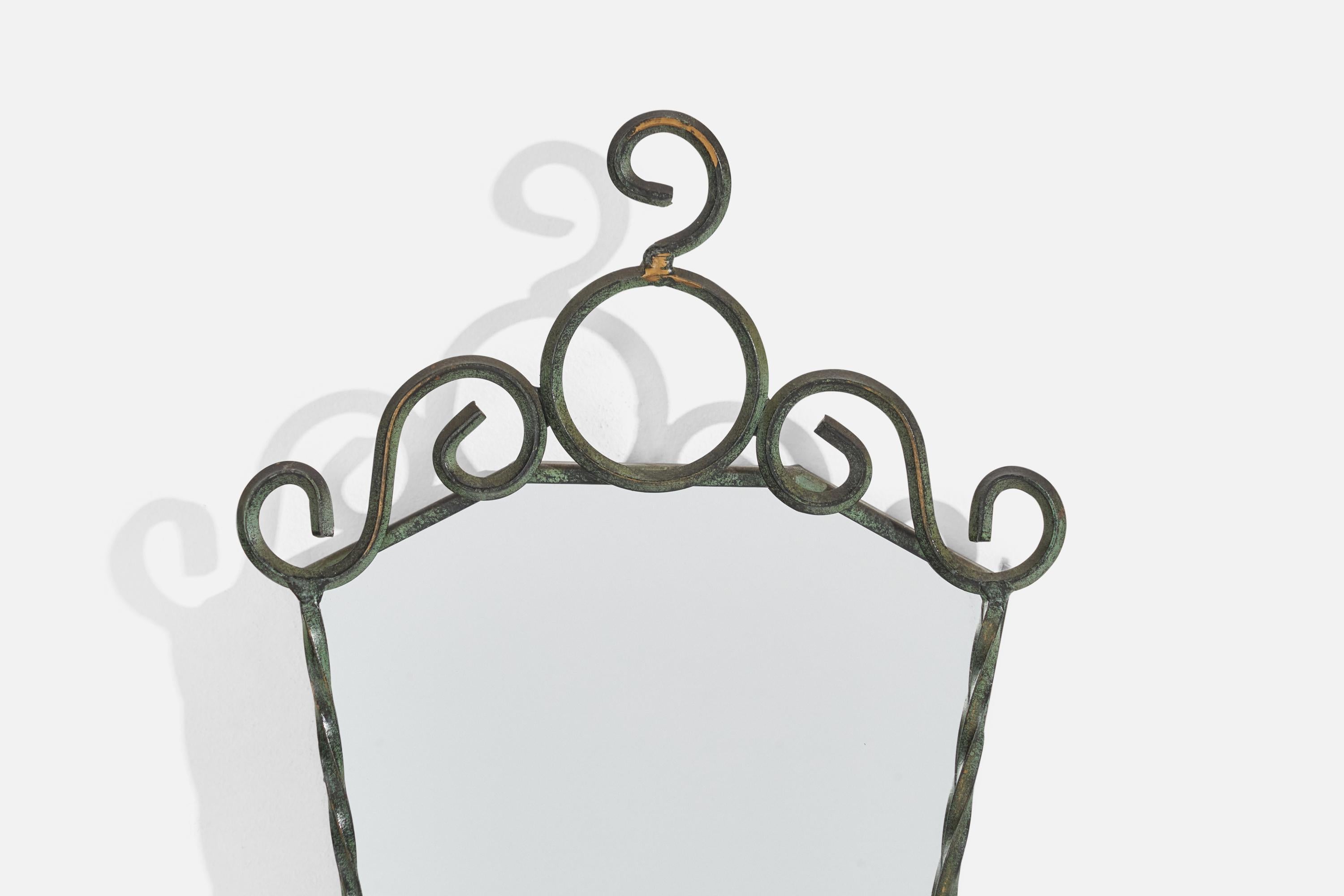Swedish Designer, Wall Mirror, Wrought Iron, Sweden, 1970s For Sale 1