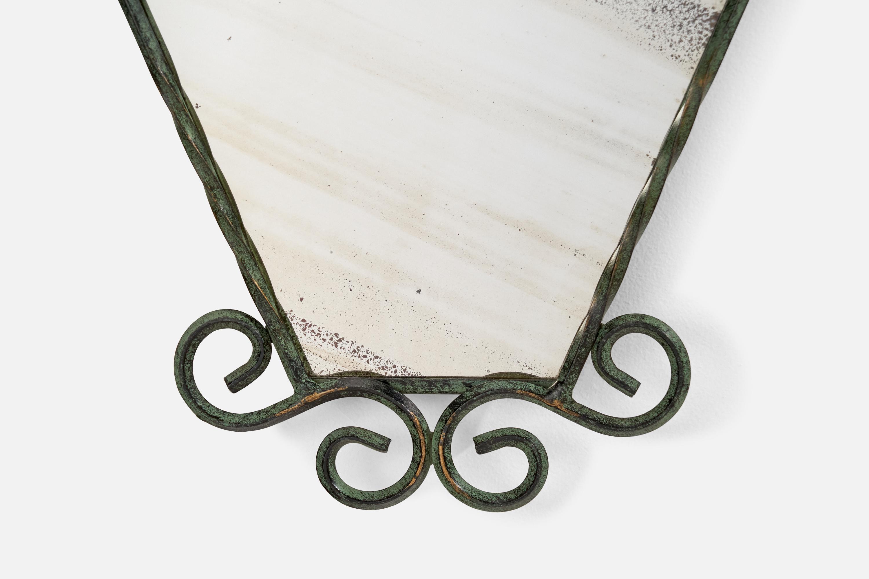 Swedish Designer, Wall Mirror, Wrought Iron, Sweden, 1970s For Sale 1