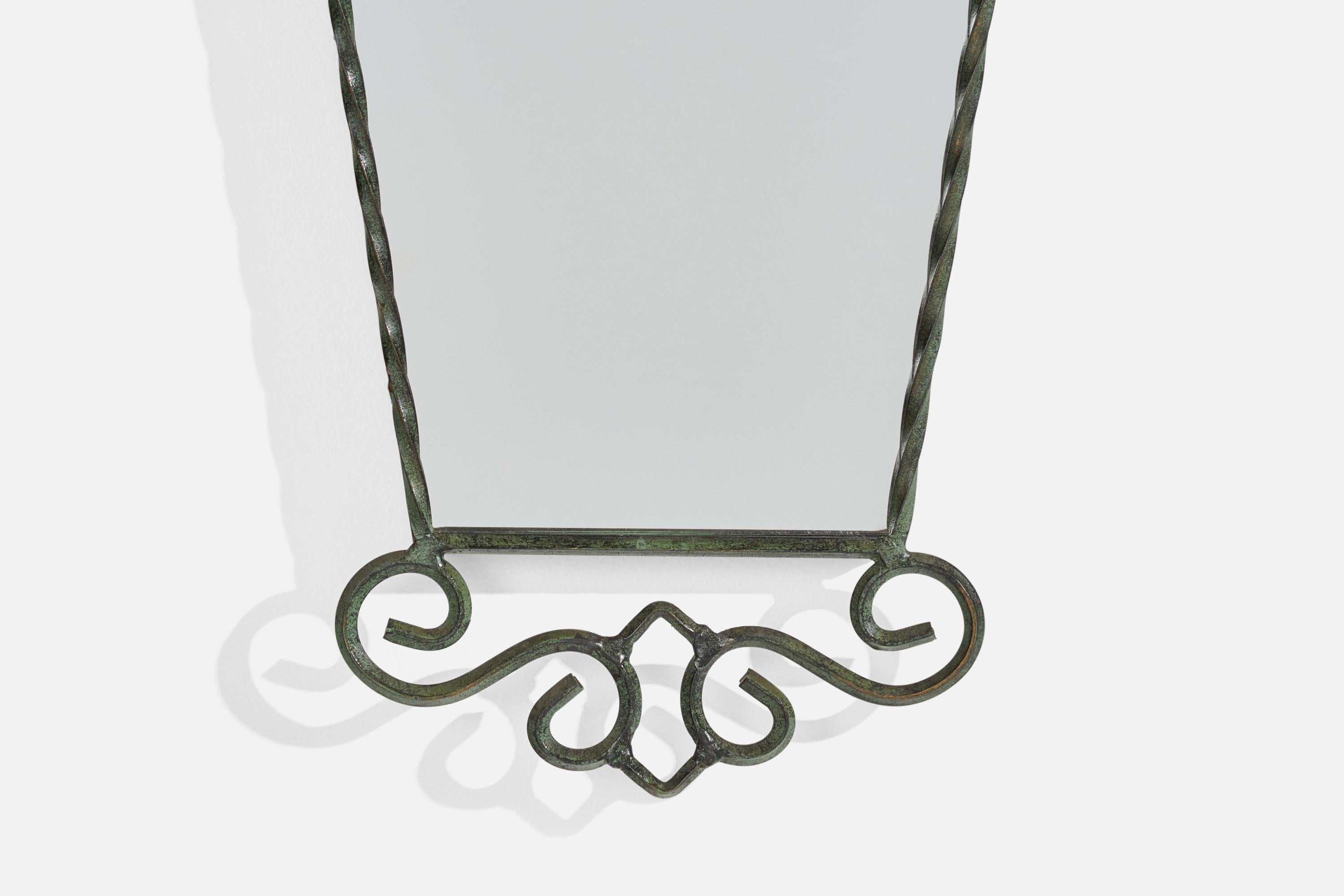 Swedish Designer, Wall Mirror, Wrought Iron, Sweden, 1970s For Sale 2