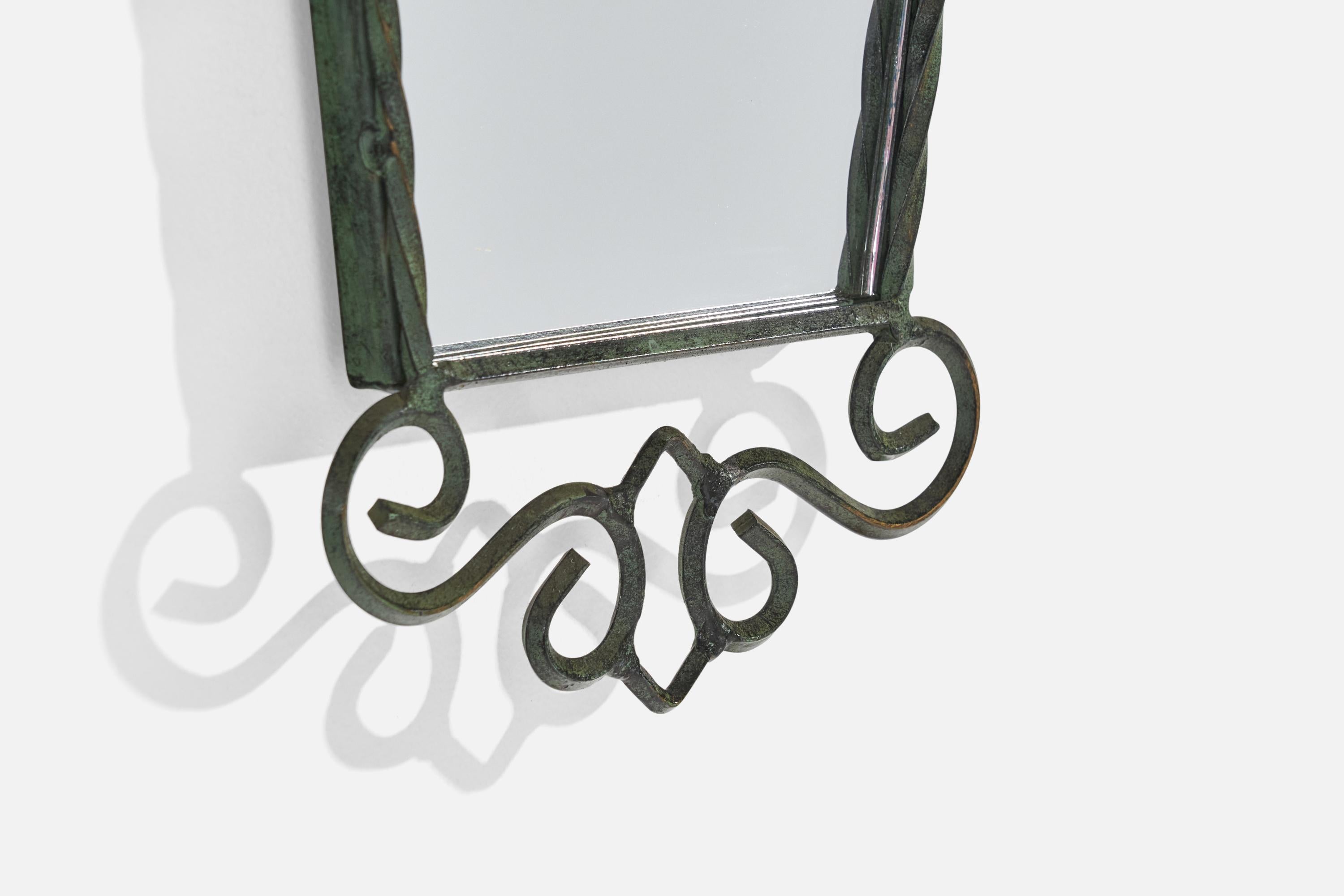 Swedish Designer, Wall Mirror, Wrought Iron, Sweden, 1970s For Sale 3