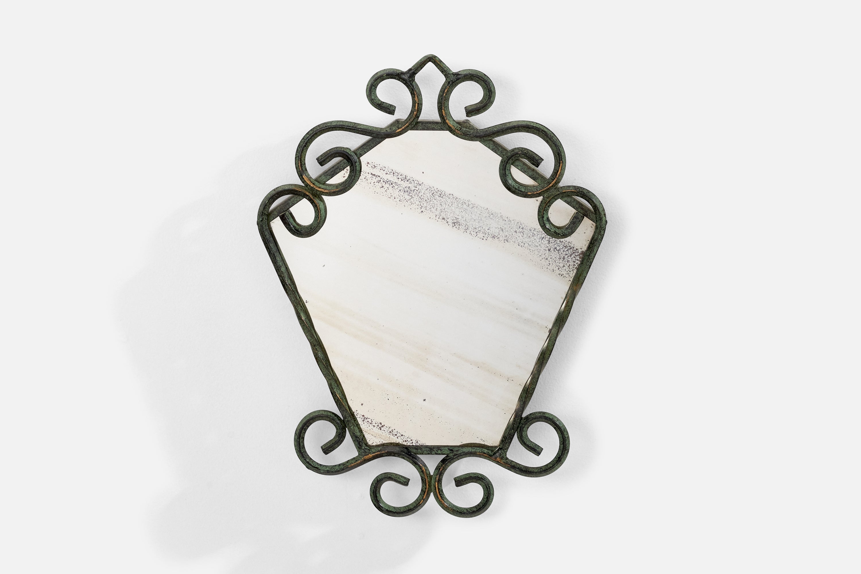 Swedish Designer, Wall Mirror, Wrought Iron, Sweden, 1970s For Sale