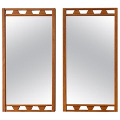 Swedish Designer, Wall Mirrors, Stained Oak, 1950s, Sweden