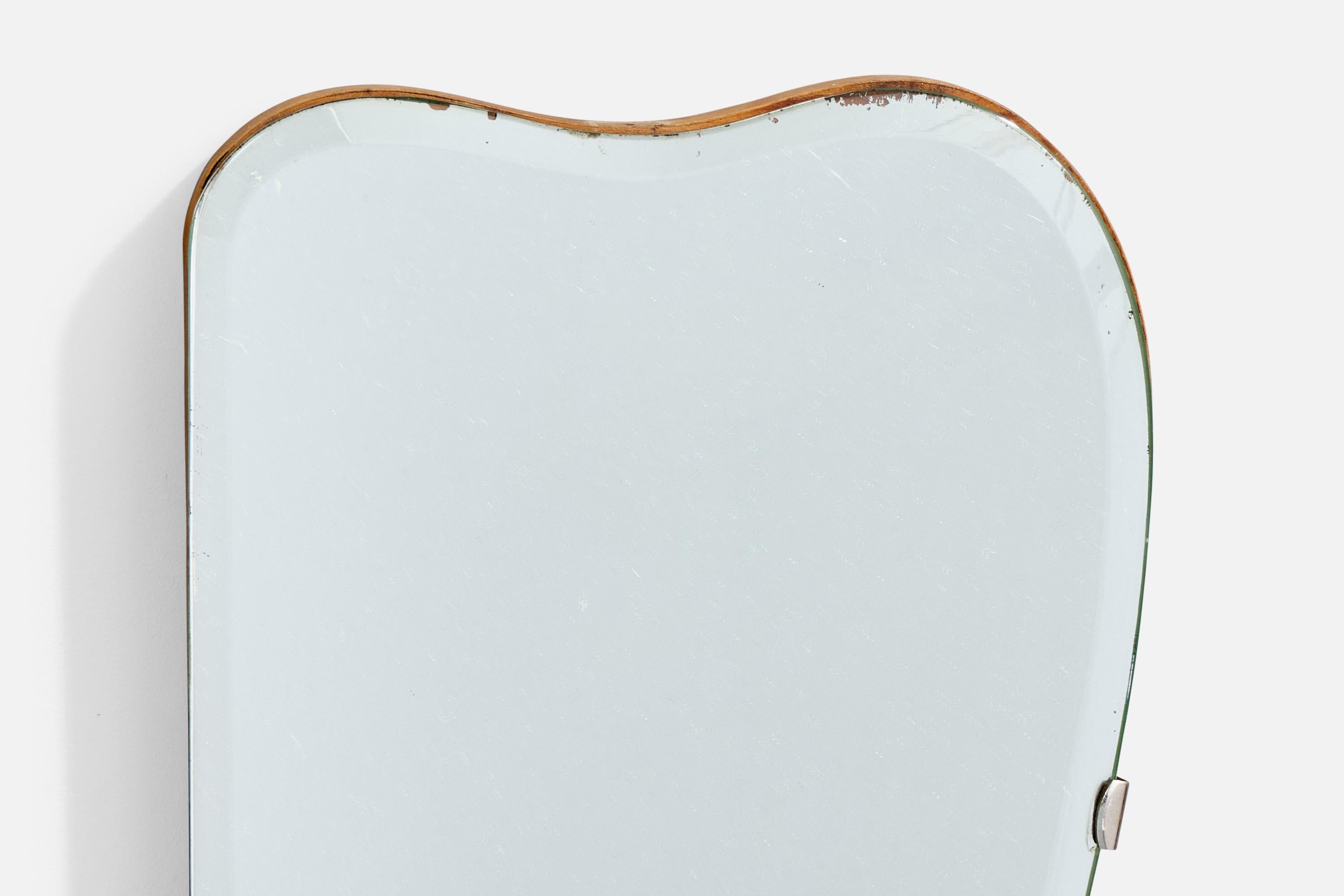 Designer suédois, miroirs muraux, teck, laiton, Suède, années 1950 en vente 1