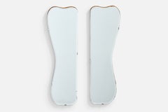 Designer suédois, miroirs muraux, teck, laiton, Suède, années 1950