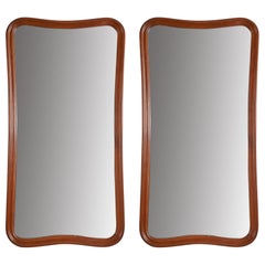 Vintage Swedish Designer, Wall Mirrors, Wood, Mirror Glass, Sweden, 1940s