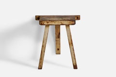 Swedish Designer, Wall-Mounted Stool, Wood, Sweden, 1920s