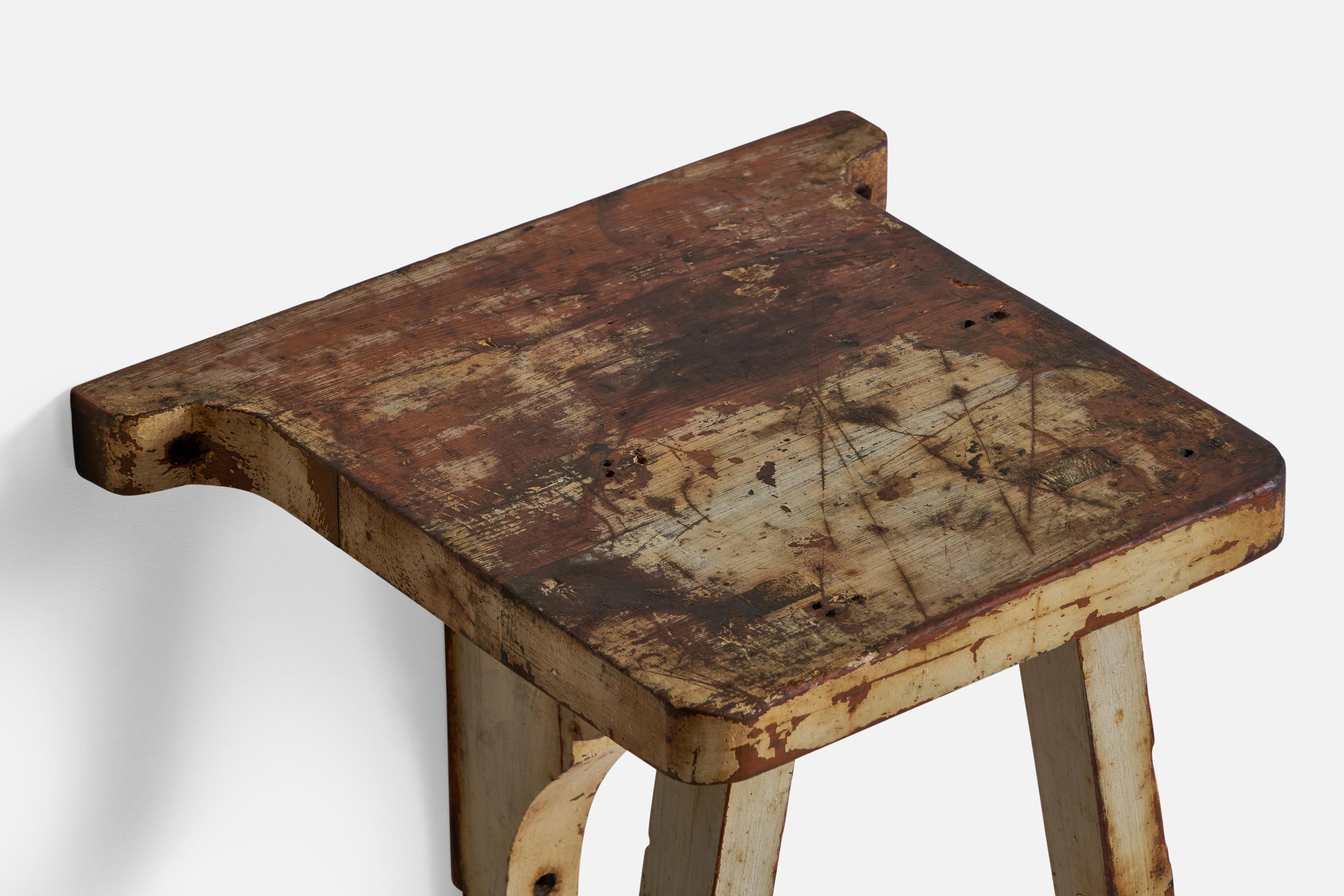 Early 20th Century Swedish Designer, Wall-Mounted Stool, Wood, Sweden, 1920s For Sale