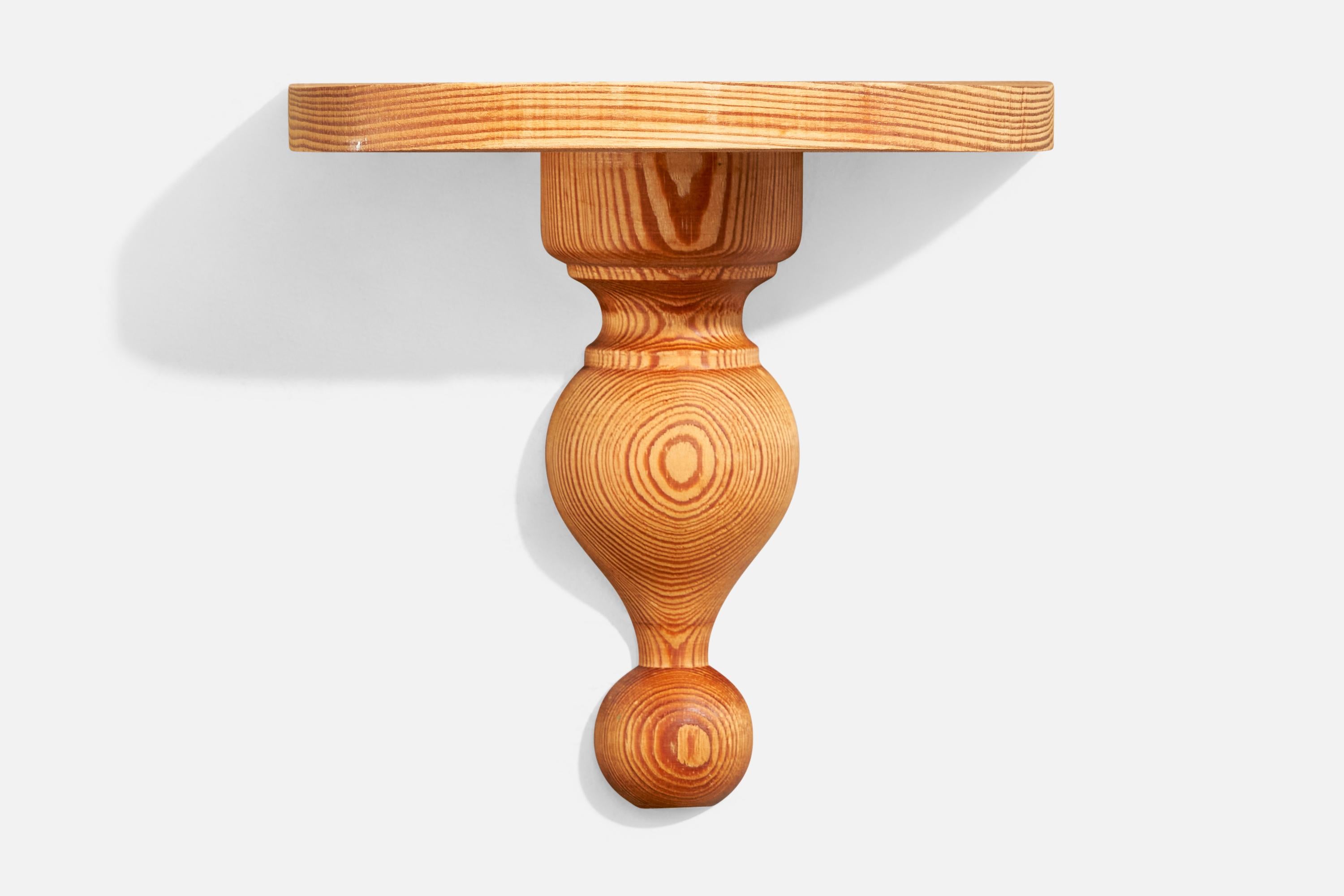 Late 20th Century Swedish Designer, Wall Shelf, Pine, Sweden, 1970s For Sale