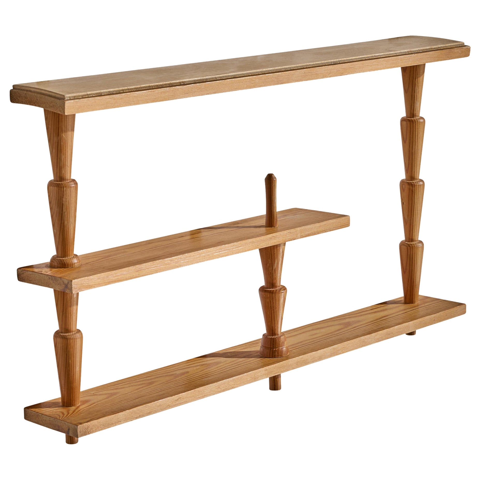 Swedish Designer, Wall Shelf, Pine, Sweden, 1970s For Sale
