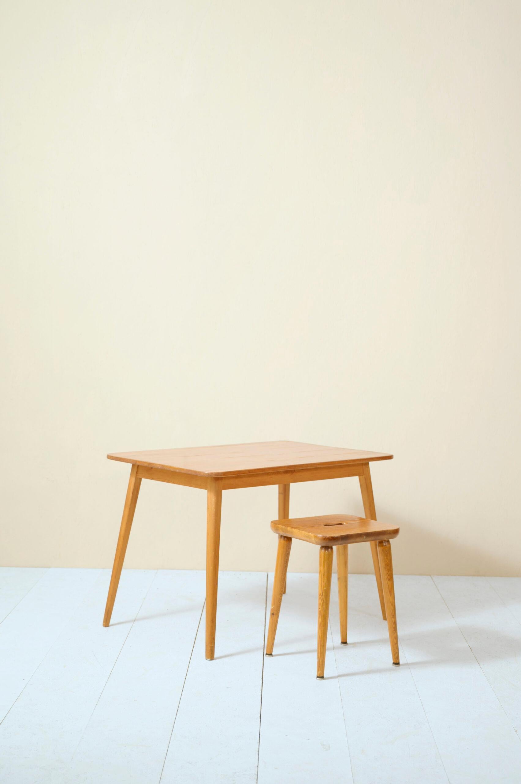 Mid-20th Century Swedish Desk and Stool by Göran Malmvall 1940s/'50s For Sale