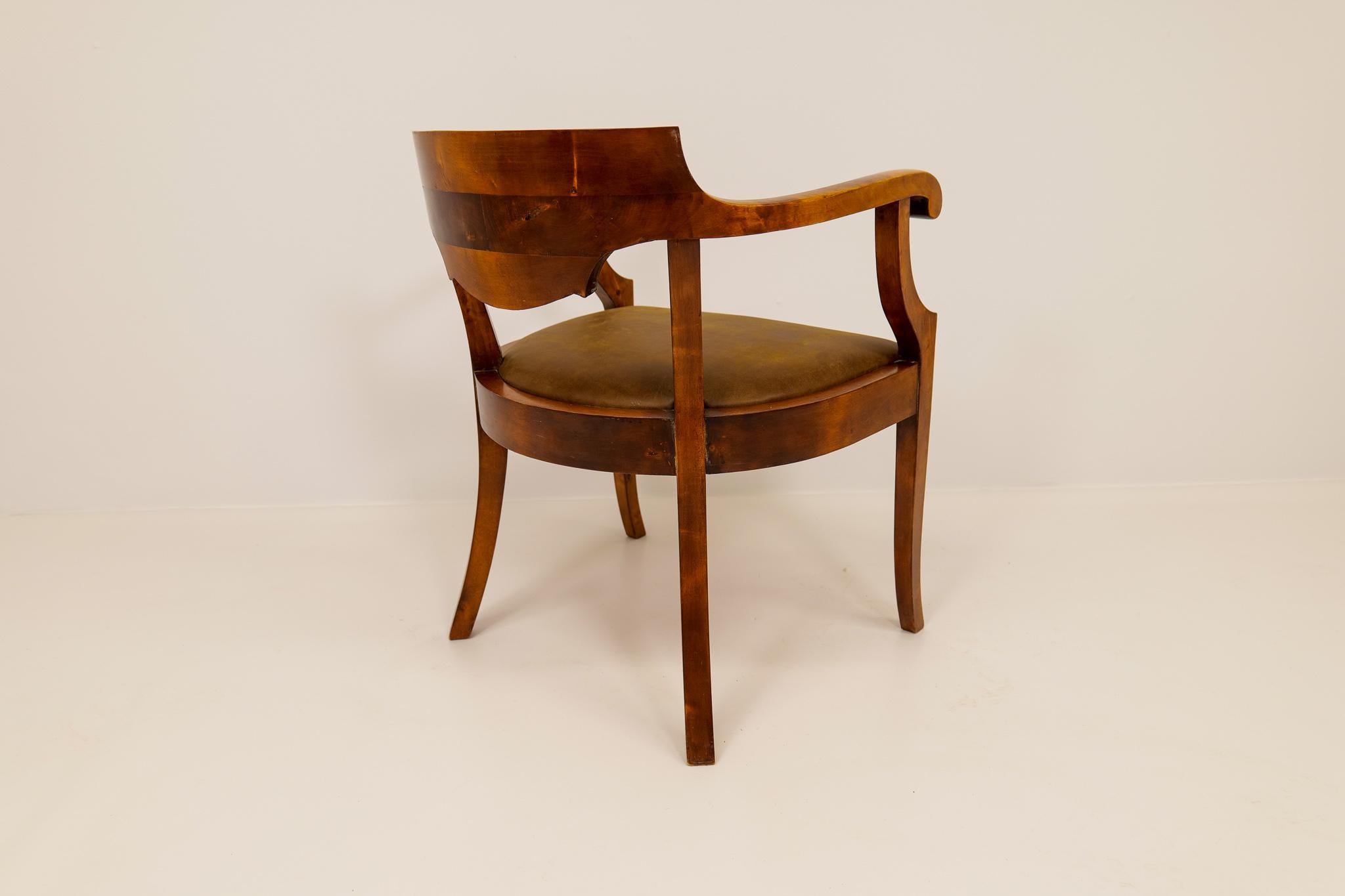 Swedish Desk Chair Birch Lacquered Mahogany Brown Sweden 1920s For Sale 6