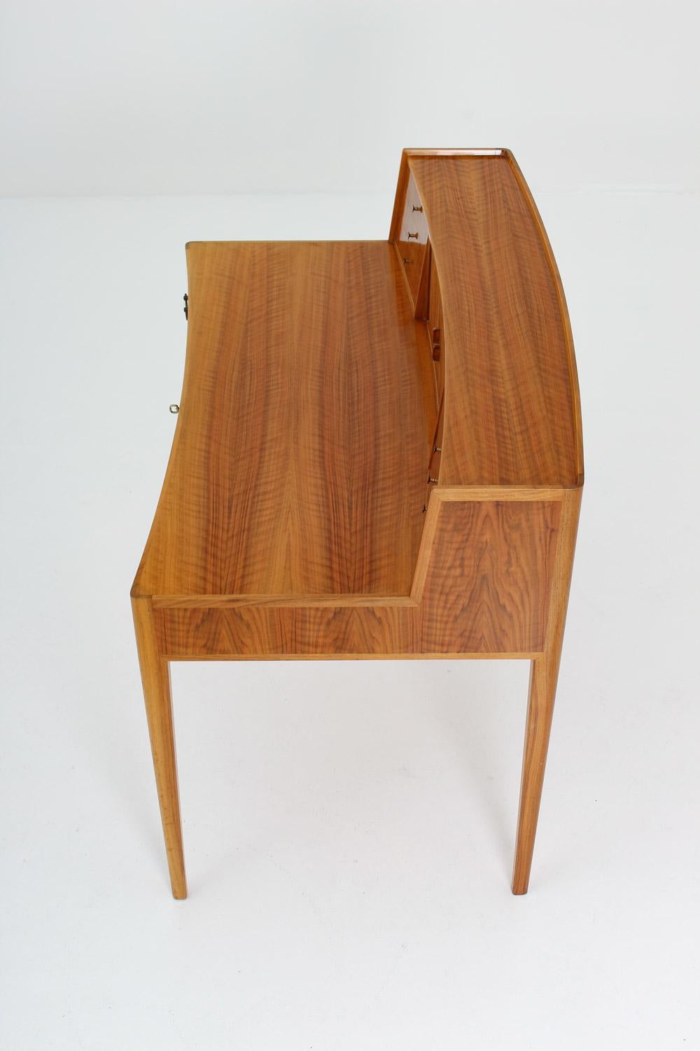 Mid-Century Modern Swedish Desk in Italian Walnut