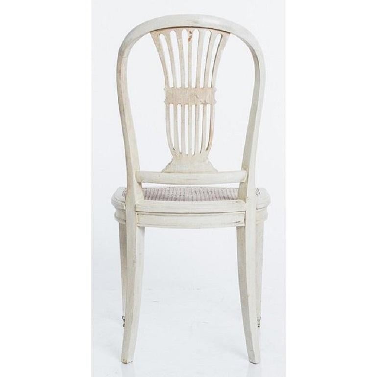 20th Century Antique White Gustavian Style Set of Six Dining Chairs